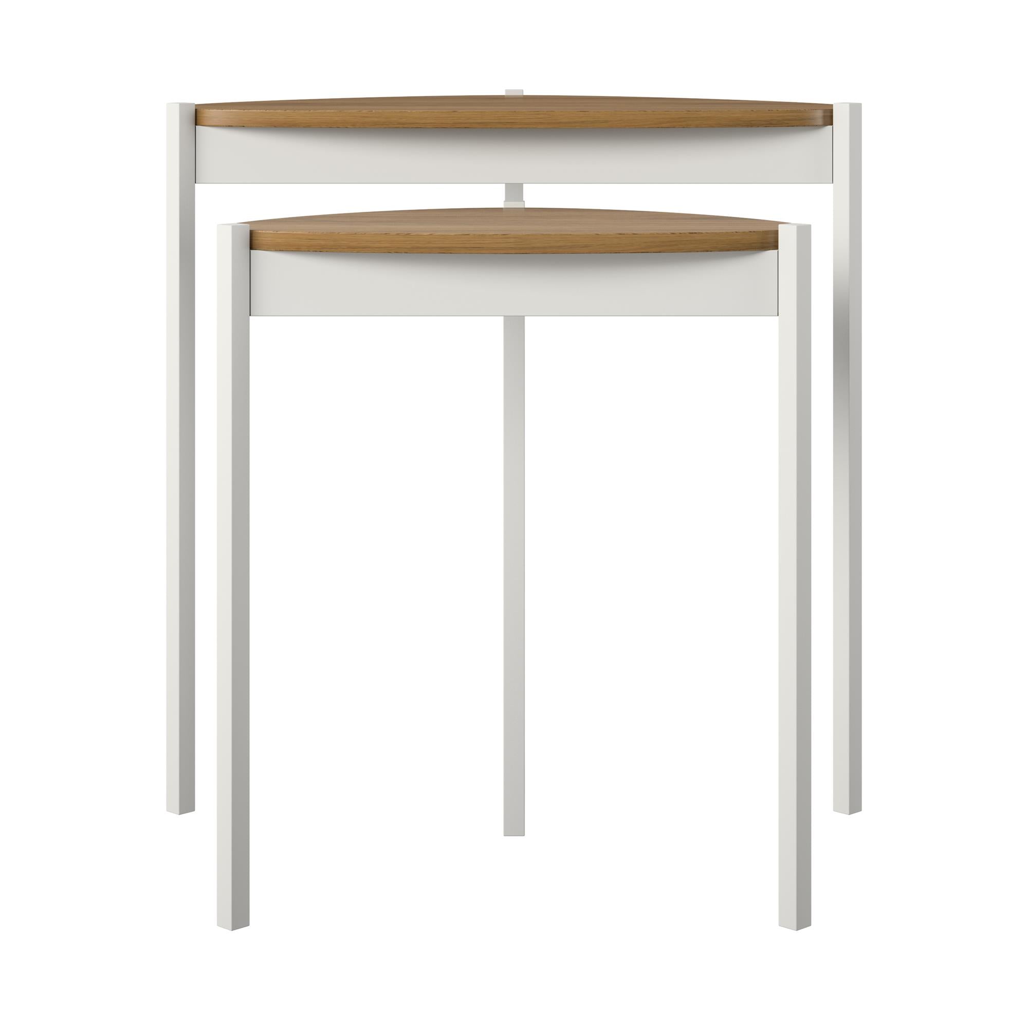 Sidoborde – 61x60x40 – 2 stycken med metallben i vitt – valnöt – Tallulah