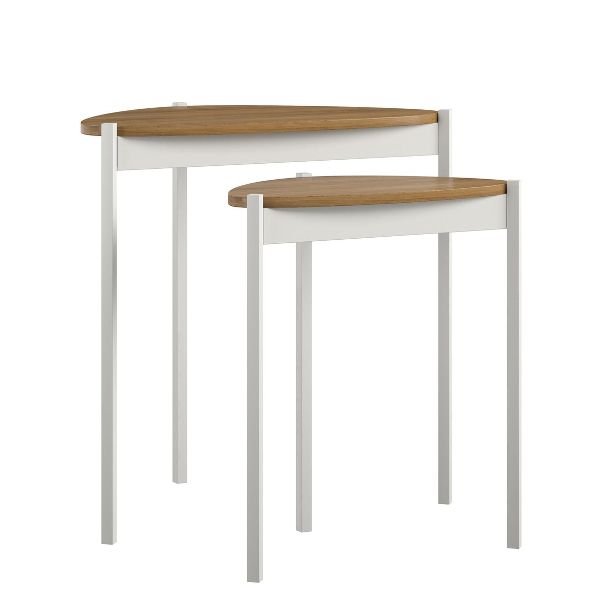 Sidoborde – 61x60x40 – 2 stycken med metallben i vitt – valnöt – Tallulah