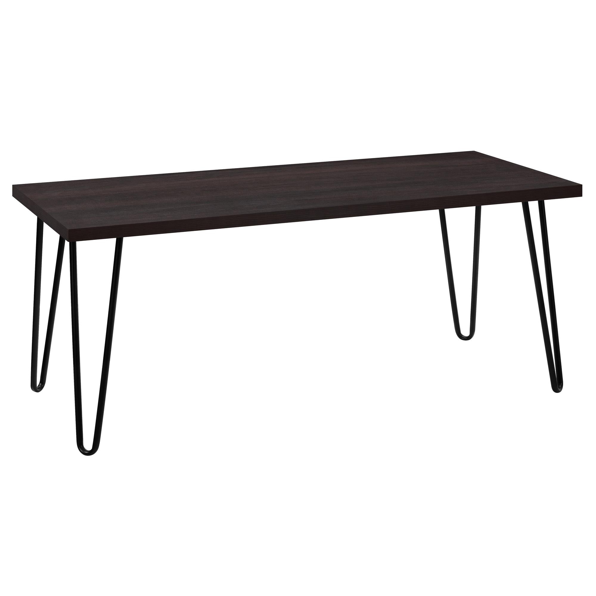 Soffbord - 106x50x45 cm - modern design, med svarta metallben i hårnålsstil - espresso - Owen - Soffbord - Soffbord - 106x50x45 cm - modern design, med svarta metallben i hårnålsstil - espresso - Owen -
