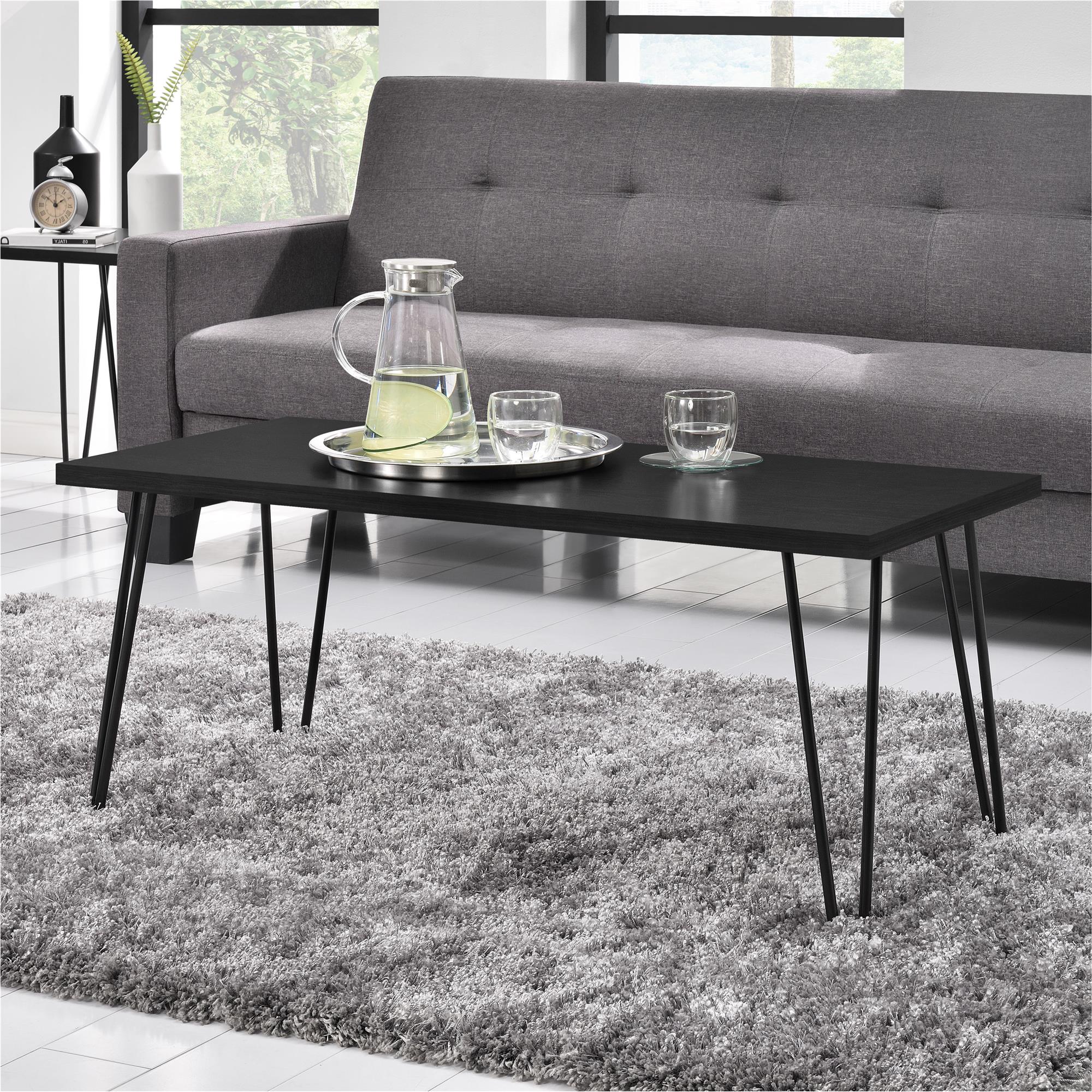 Soffbord - 106x50x45 cm - modern design, med svarta hårnålsben i metall - svart - Owen