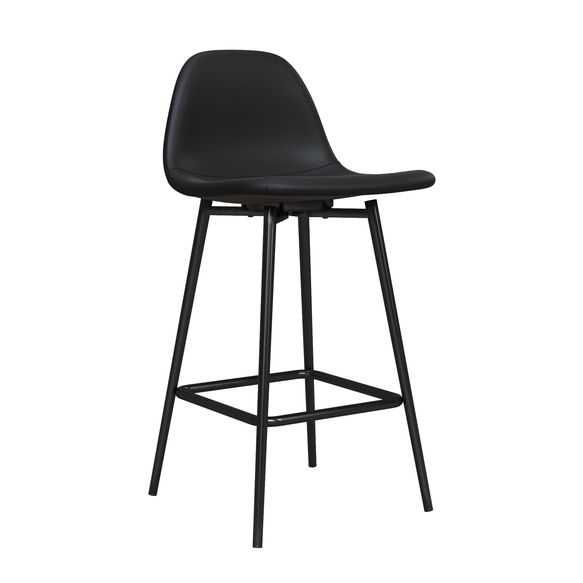 Barpall - 47x43x99 cm - med skumstoppning klädd i konstläder och svartlackerade ben - svart - Calvin