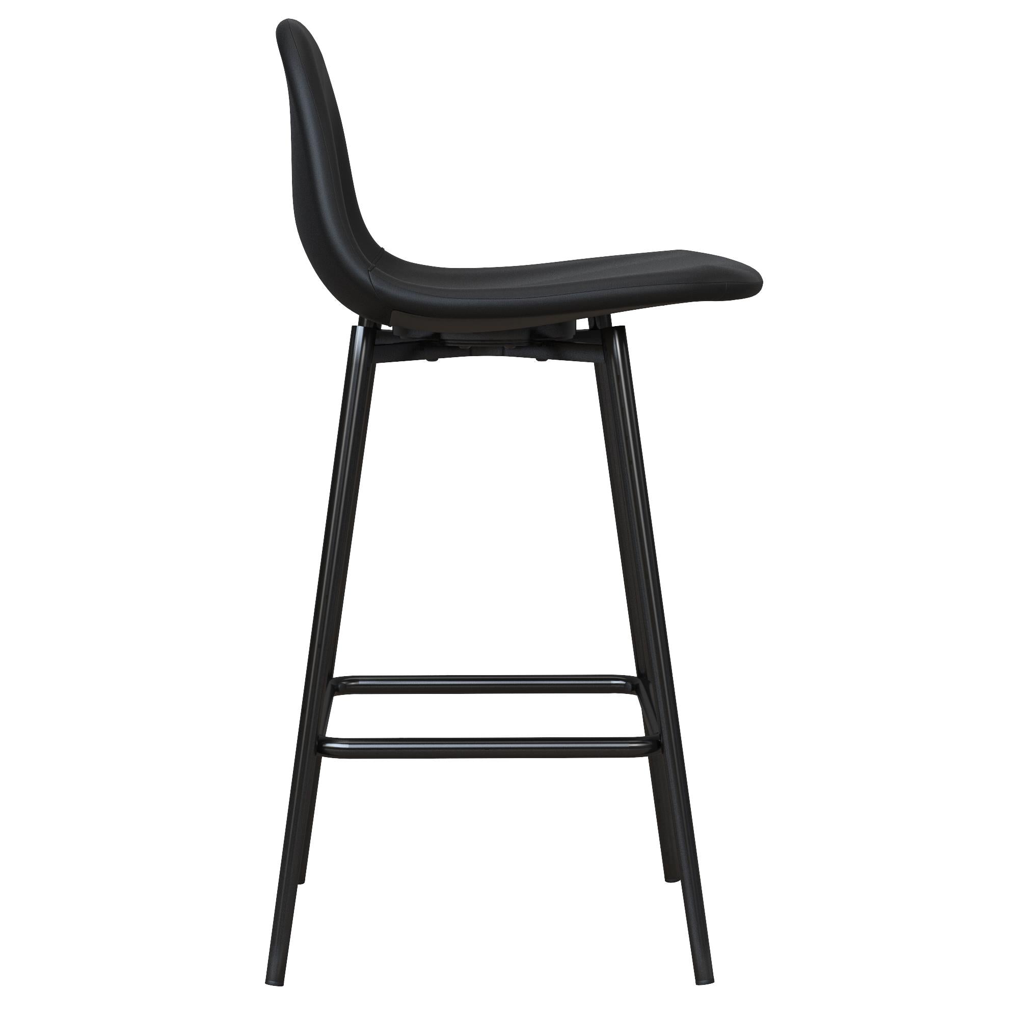Barpall - 47x43x99 cm - med skumstoppning klädd i konstläder och svartlackerade ben - svart - Calvin