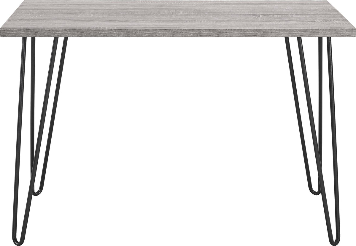 Skrivbord - 102x50x68 cm - modern design, med svarta hårnålsben i metall - grå - Owen
