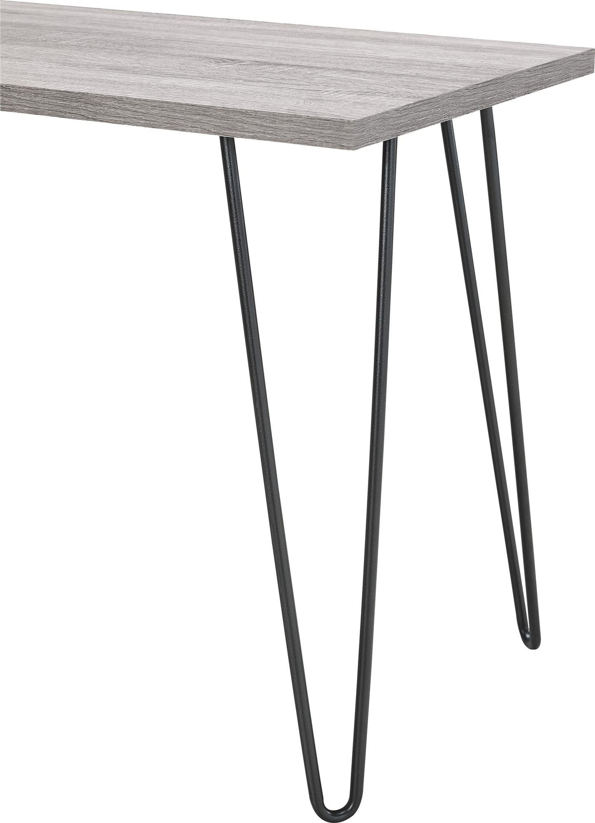 Skrivbord - 102x50x68 cm - modern design, med svarta hårnålsben i metall - grå - Owen