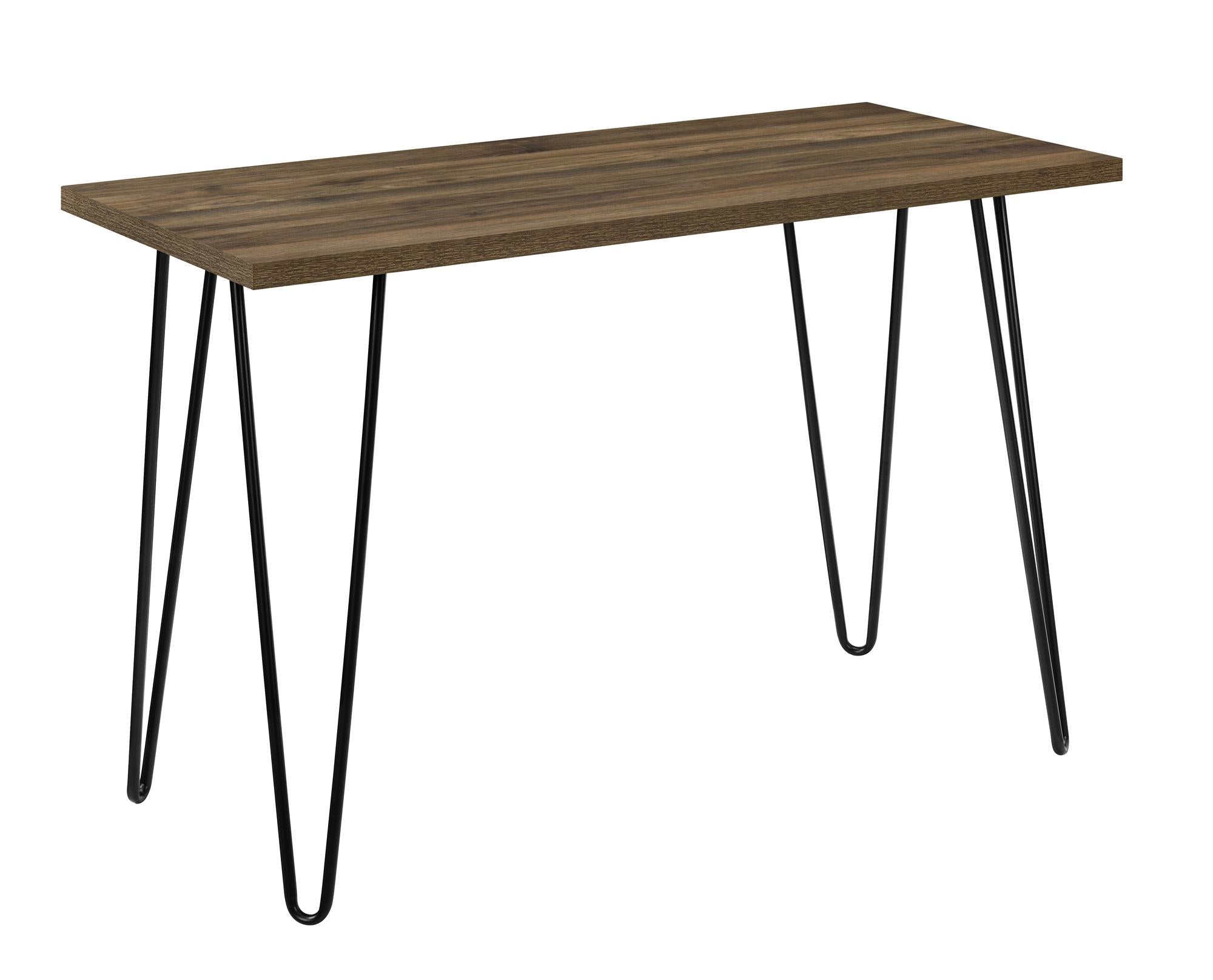 Skrivbord - 102x50x68 cm - modern design, med svarta hårnålsben i metall - valnöt - Owen