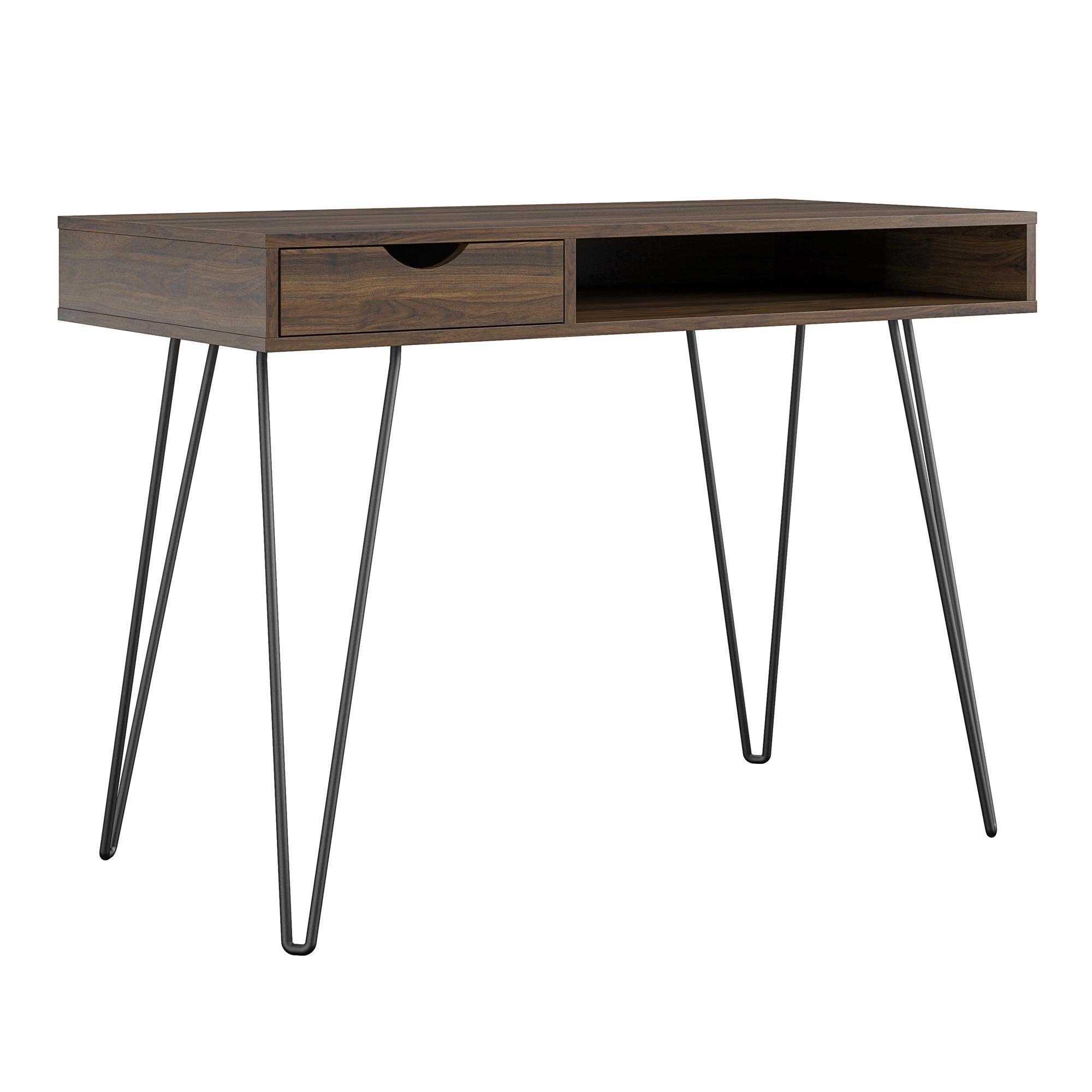 Skrivbord - 106x50x78 cm - med 1 hyllplan och 1 låda - valnöt - Concord