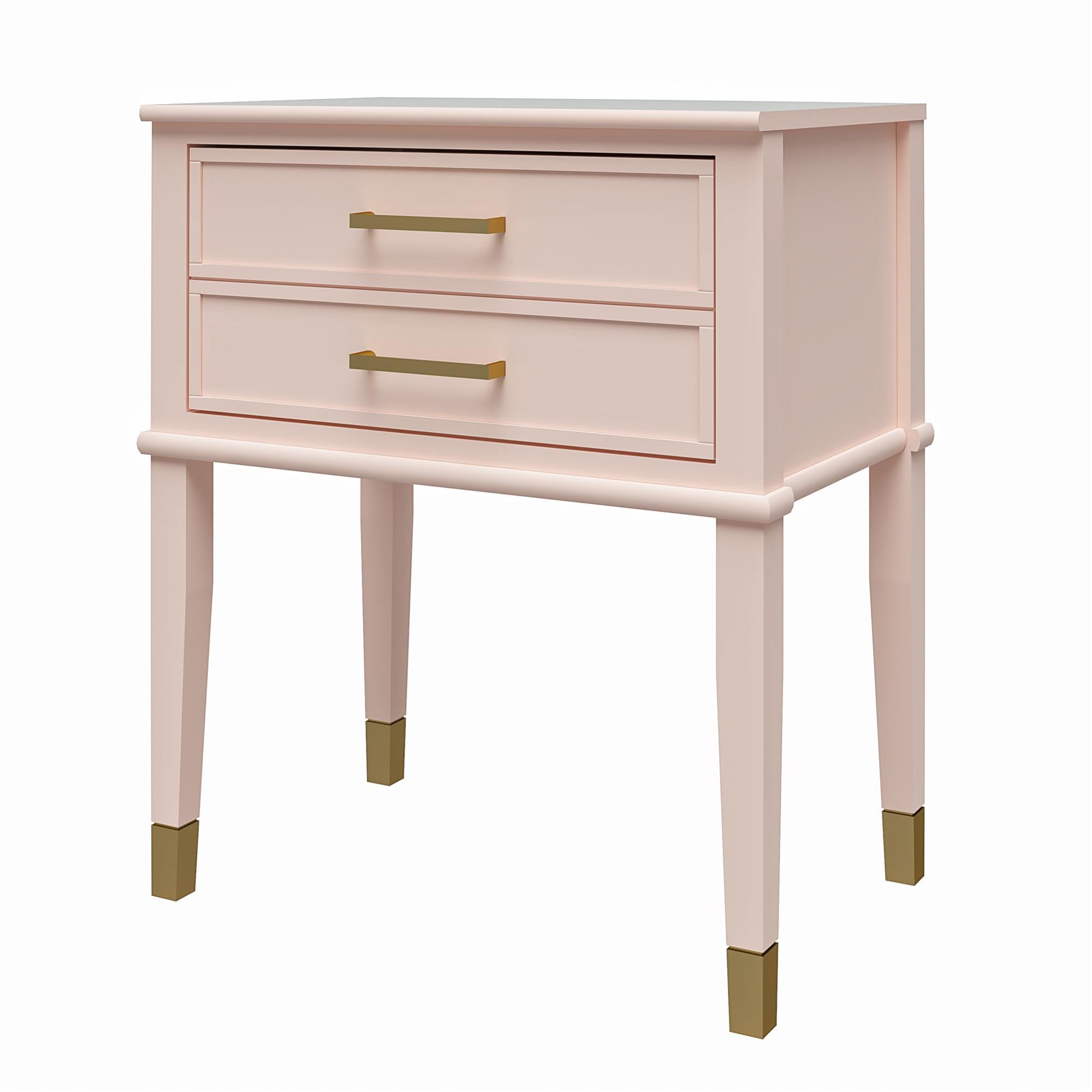 Sängbord - 60x40x71 cm - med 2 lådor, handtag och ben i guldfärg - rosa - Westerleigh - Sängbord - Sängbord - 60x40x71 cm - med 2 lådor, handtag och ben i guldfärg - rosa - Westerleigh -