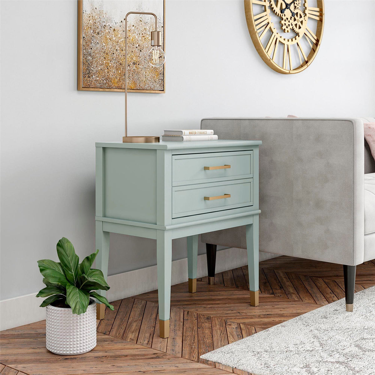Westerleigh Modern Green Nightstand with Spacious Drawer - MASTERSTORE - 8595677159257 - Nightstands - 3619811COM - 8595677159257