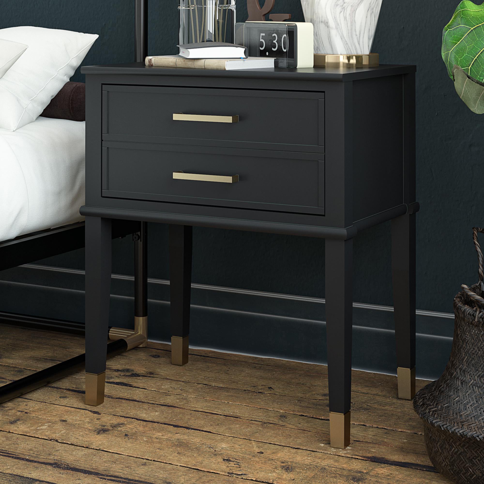 Westerleigh Black Nightstand with Spacious Drawer & Modern Gold Handles - MASTERSTORE - 8595677159264 - Nightstands - 3619872COM - 8595677159264