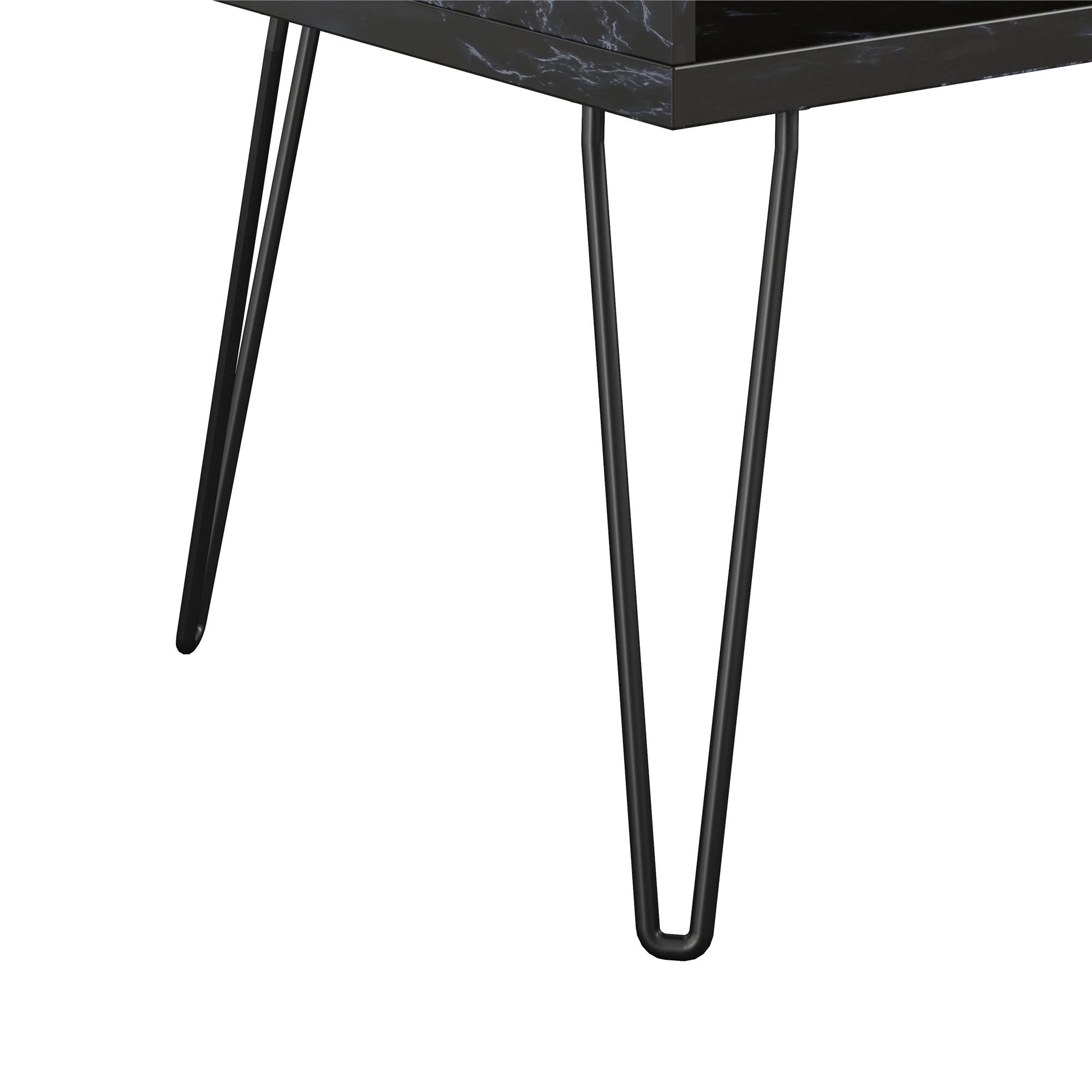 TV - bänk - 107x50x62 cm - med 2 fack, metallben i svart - svart marmor - Nova - TV - möbler - TV - bänk - 107x50x62 cm - med 2 fack, metallben i svart - svart marmor - Nova -