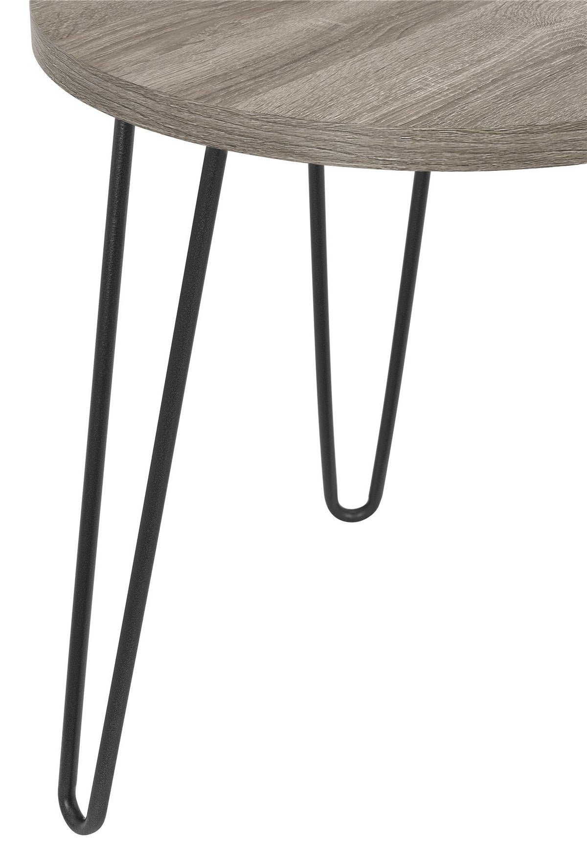 Runt soffbord - Ø90x45 - modern design, med svarta hårnålsben i metall - valnöt - Owen