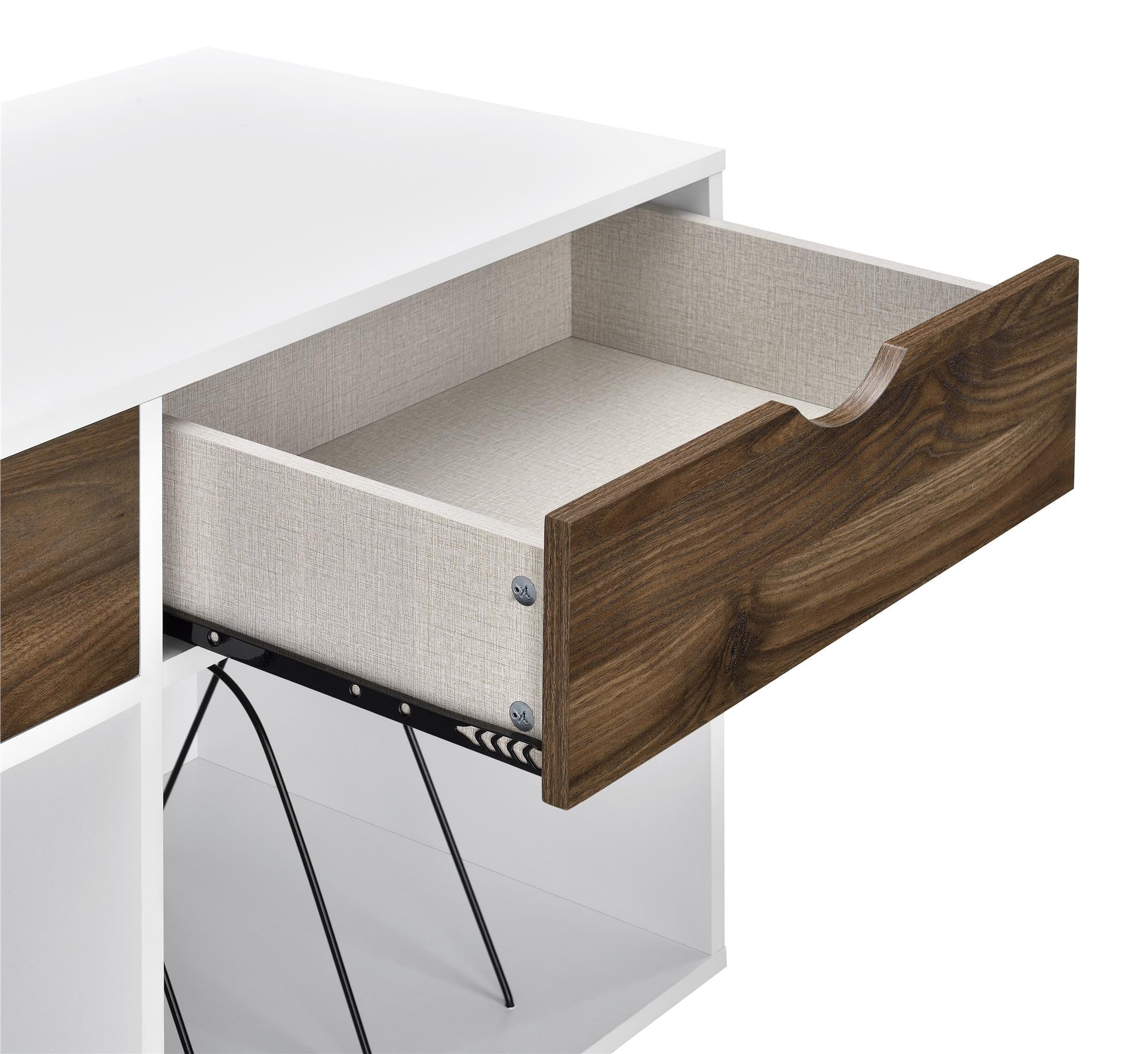Hyllor - 101x46x81 cm - med 2 lådor med valnötsfinish och 2 fack med avdelare - vit - Concord - Hyllsystem - Hyllor - 101x46x81 cm - med 2 lådor med valnötsfinish och 2 fack med avdelare - vit - Concord -