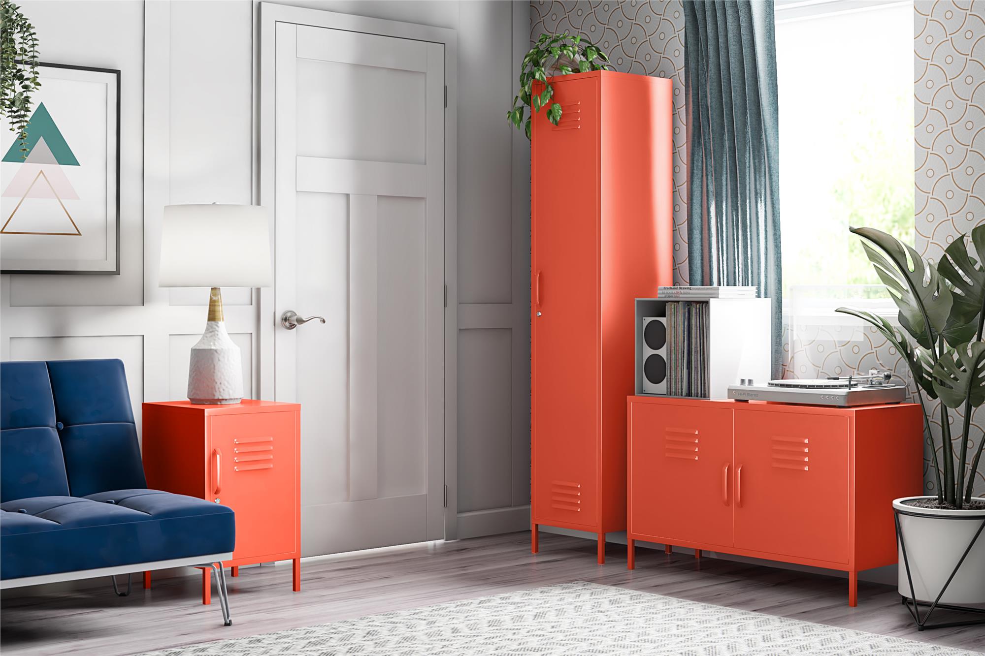 Skåp - 80x40x102 - i metall med 2 dörrar - orange - Cache2+ - Skåp - Cache2+ Two - Door Storage Cabinet in Vibrant Orange - MASTERSTORE - 8595677159660 - Storage Cabinets - 3384813COM - 8595677159660 -
