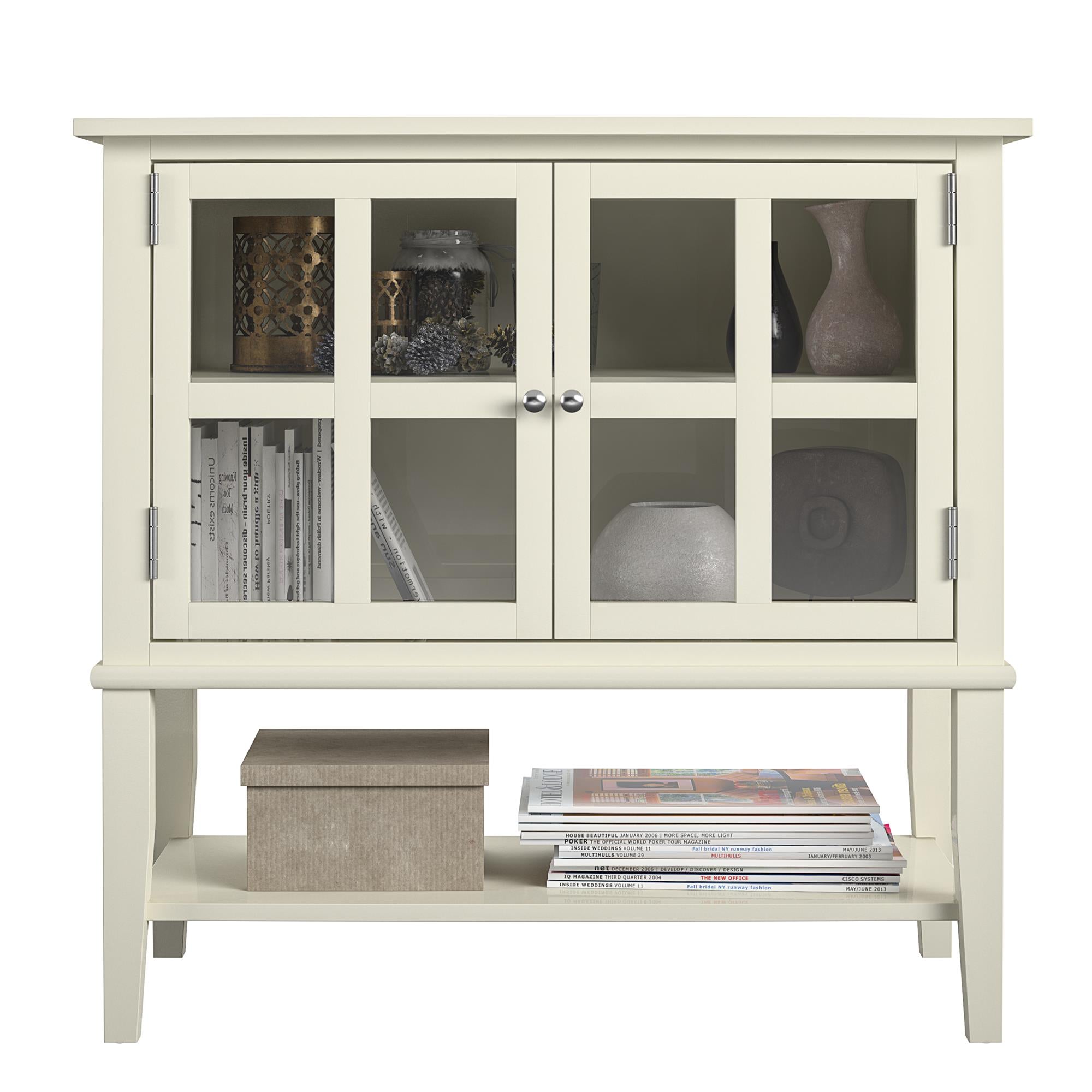 Vitrinskåp - 80x78x40 cm - med 2 Skåpsdörr med glasfront och hylla - vit - Franklin
