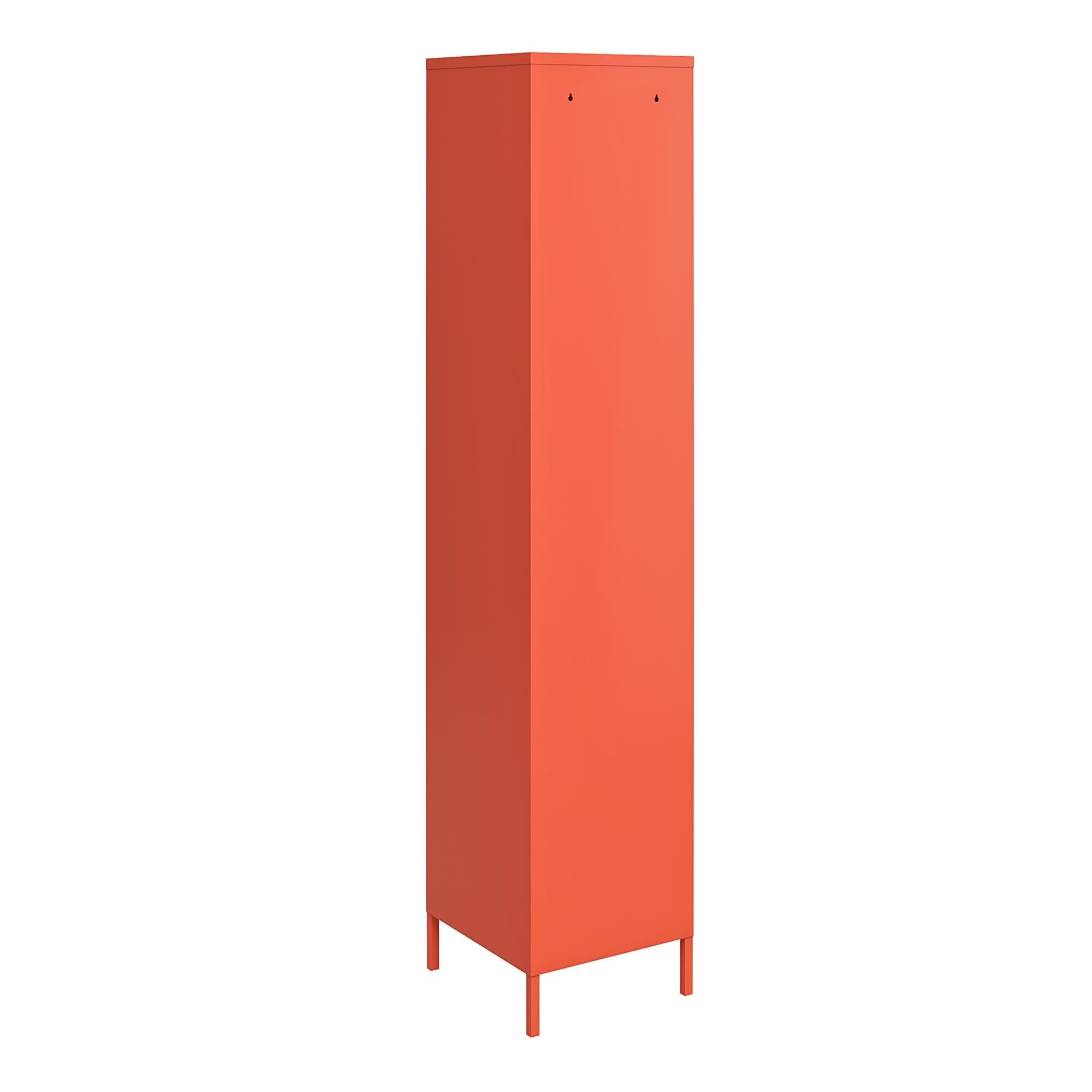 Skåp - 38x40x185 cm - i pulverlackerad metall. 1 dörr med fyra hyllplan - orange - Cache1+ - Skåp - Skåp - 38x40x185 cm - i pulverlackerad metall. 1 dörr med fyra hyllplan - orange - Cache1+ -