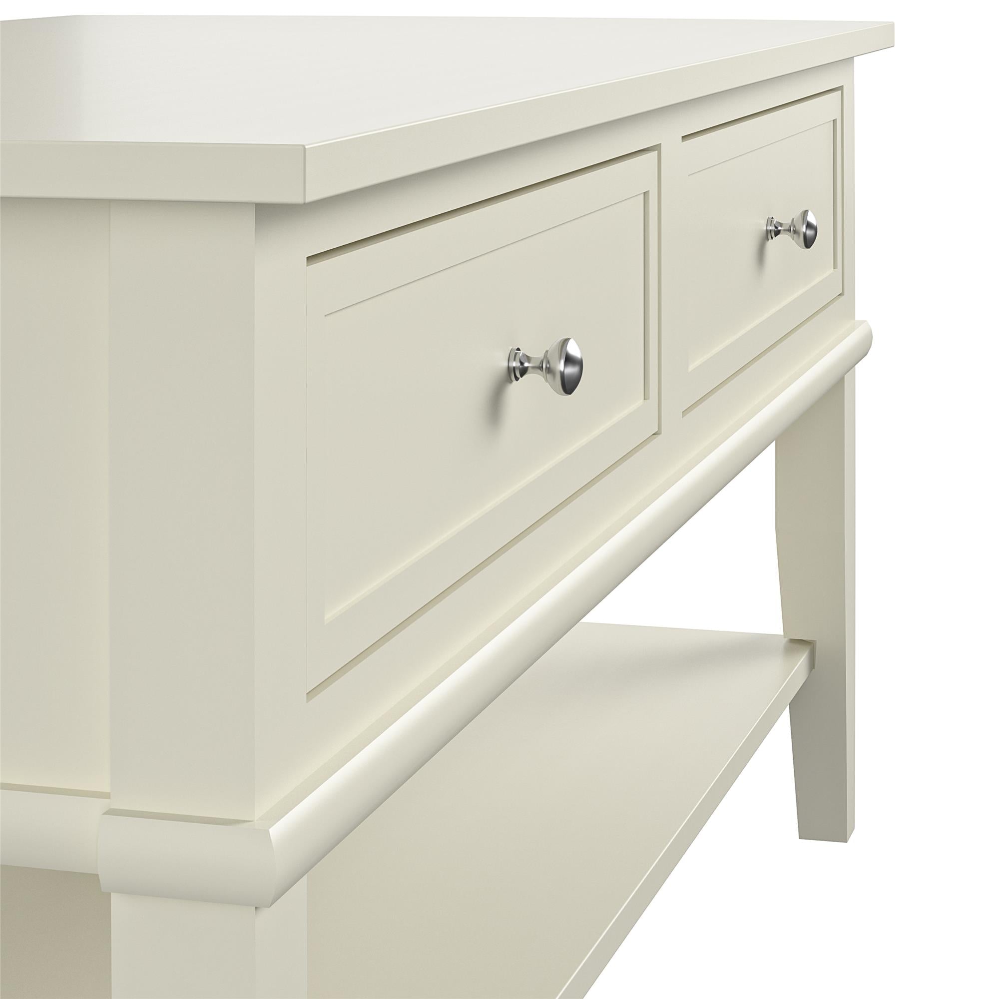 Soffbord - 105x52x47 cm - med 2 lådor och hyllplan - vit - Franklin - Soffbord - Soffbord - 105x52x47 cm - med 2 lådor och hyllplan - vit - Franklin -