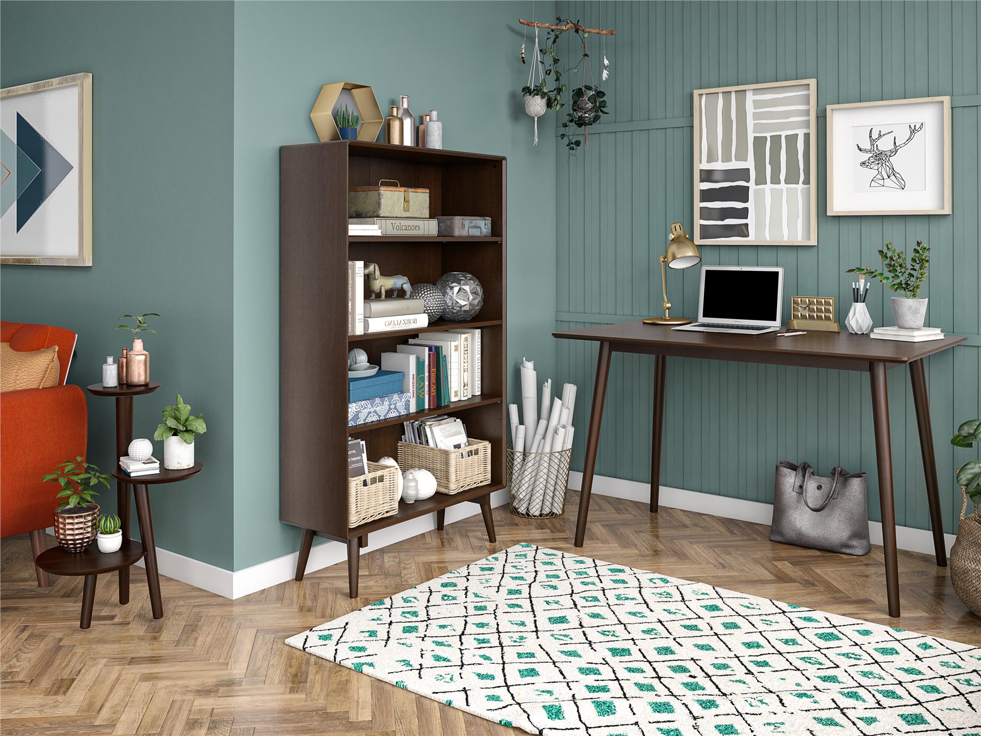 Skrivbord - 120x60x76 cm - enkel modern design - valnöt - Brittany