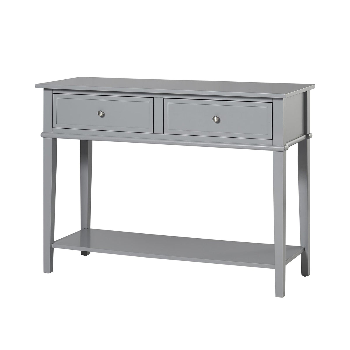 Konsolbord - 104x40x76 cm - med 2 lådor och hyllplan - grå - Franklin