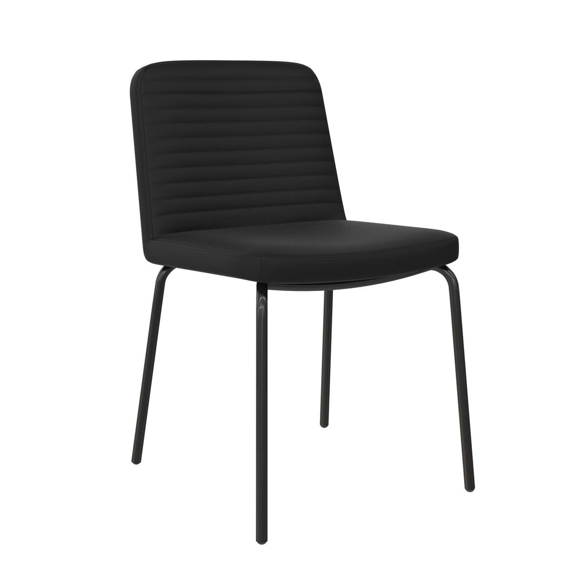 Matstol - 46x51x80 cm - 2 stycken, klassisk design med skumvadderat konstläder - svart - Corey