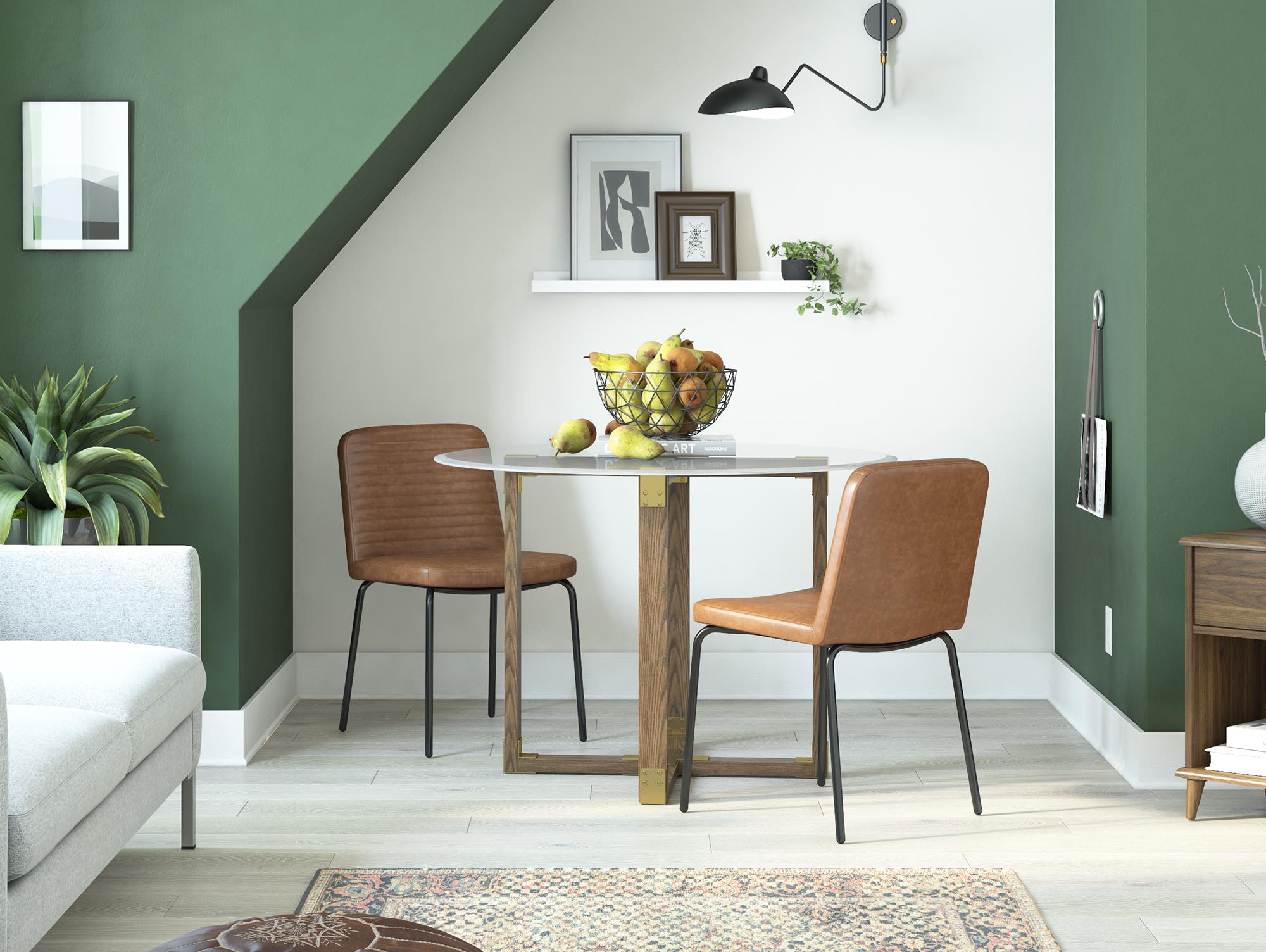 Matstol - 46x51x80 cm - 2 delar, klassisk design med skumvadderat konstläder - brun - Corey