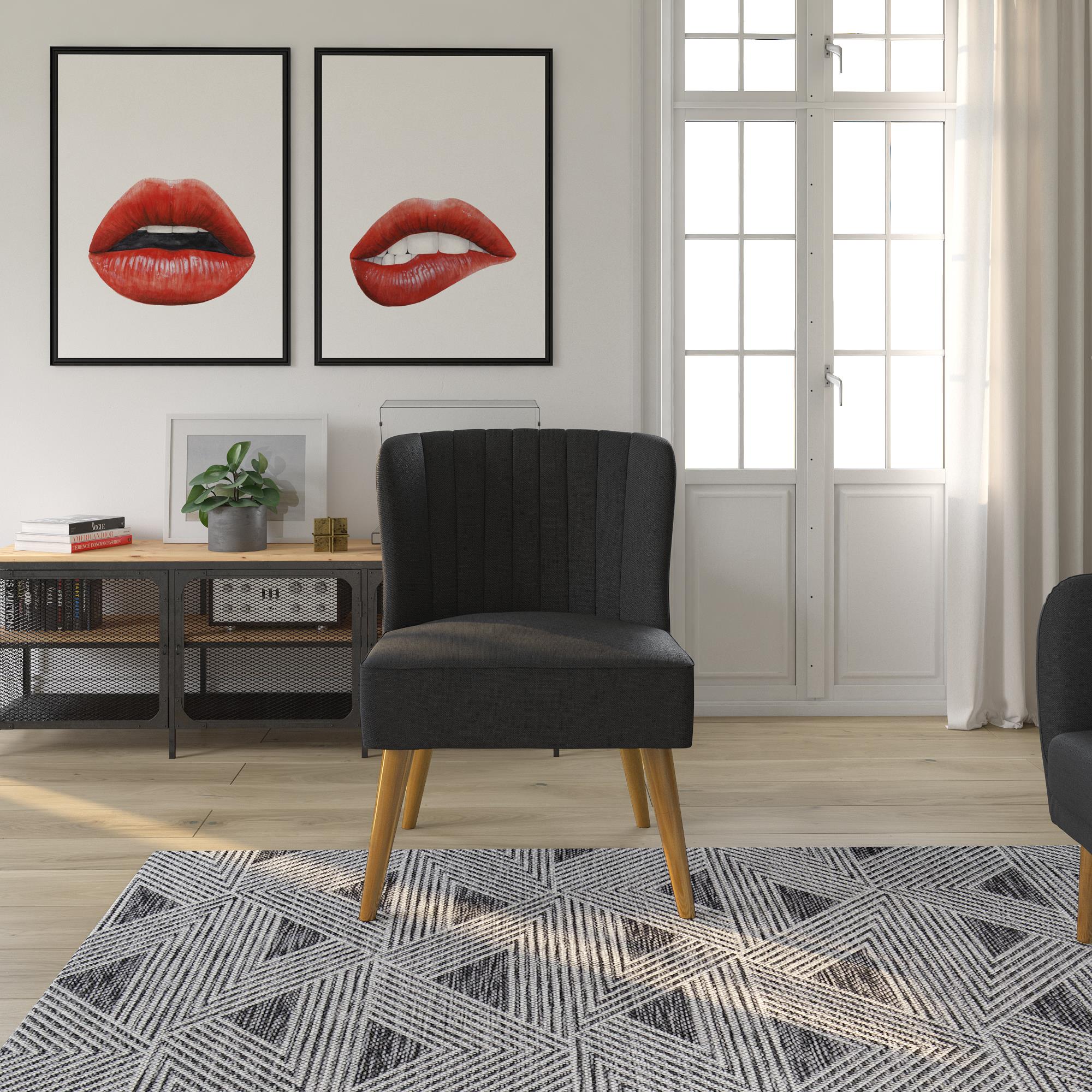 Fåtölj - 75x65x85 cm - med linnetygsklädsel - mörkgrå - Brittany