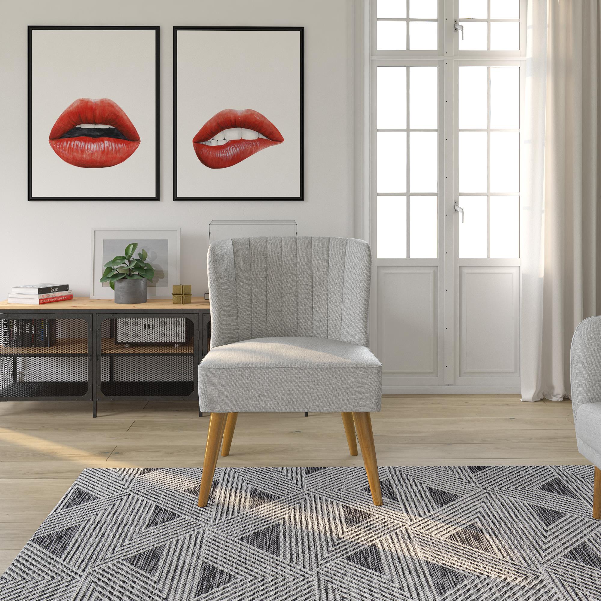 Fåtölj - 75x65x85 cm - med linneliknande klädsel - ljusgrå - Brittany