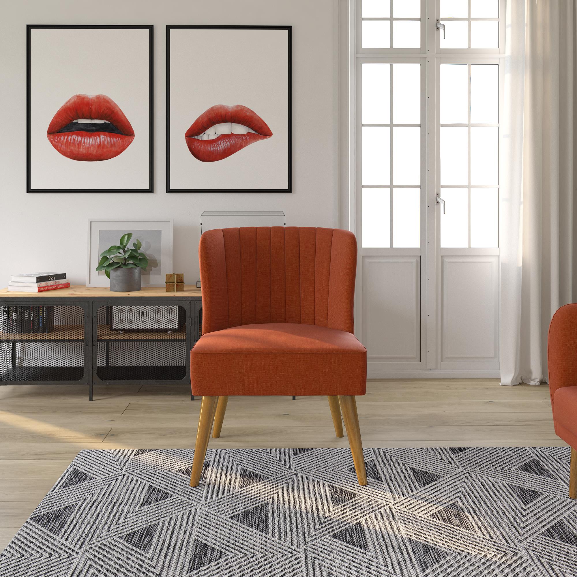 Fåtölj - 75x65x85 cm - med linnetygsklädsel - orange - Brittany