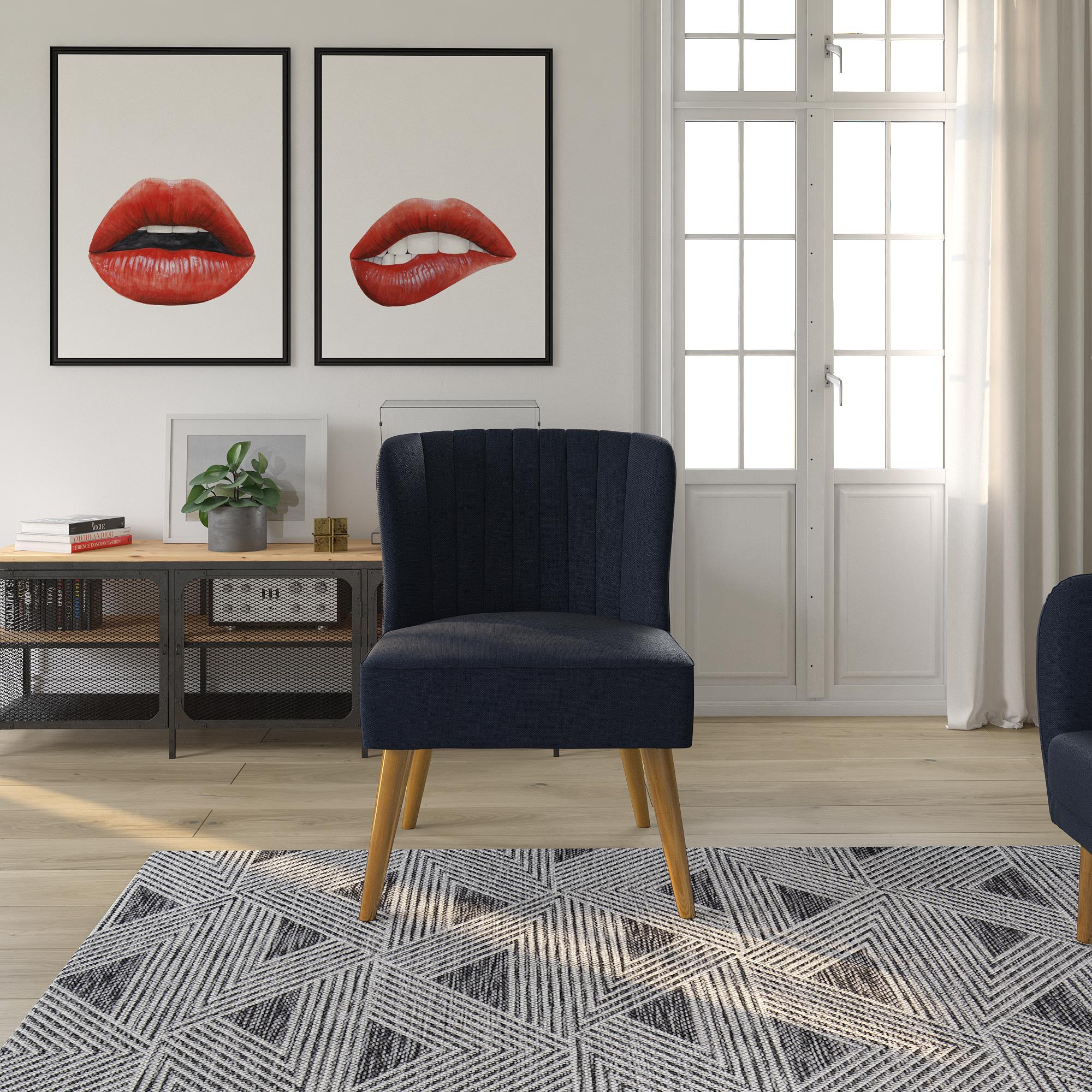 Fåtölj - 75x65x85 cm - med linnetygsklädsel - blå - Brittany