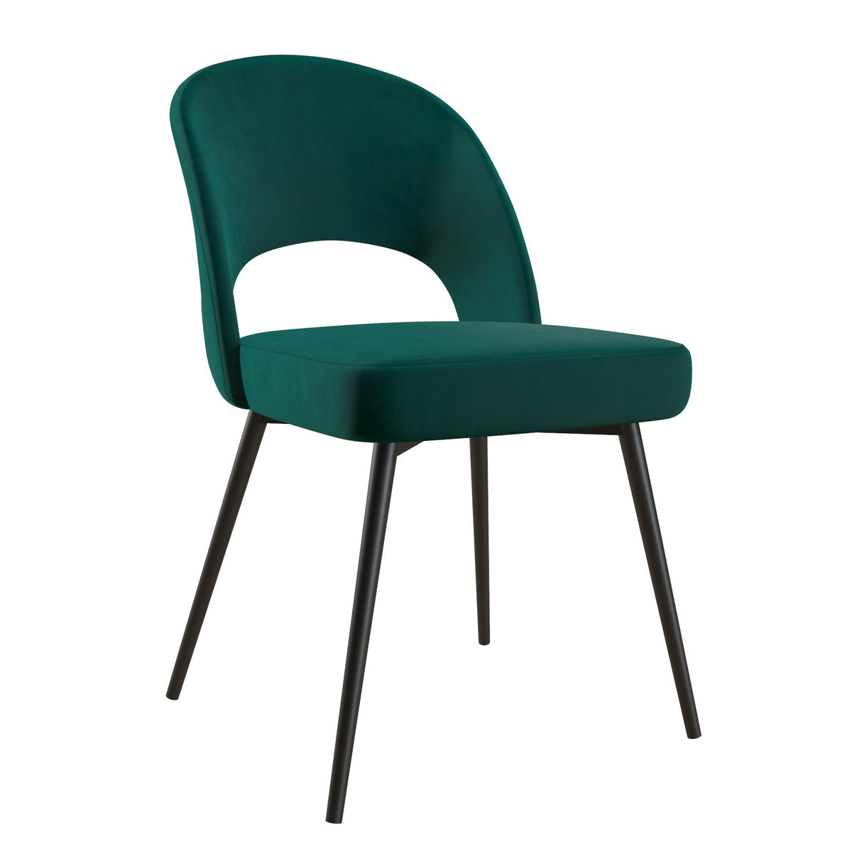 Matsalsstol - 59x50x80 cm - sammetsklädsel och svarta ben i metall - grön - Alexi