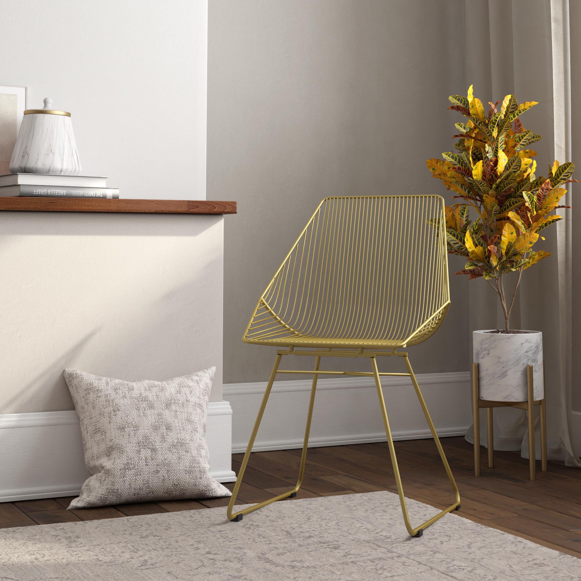Matsalsstol - 53x58x83 cm - modern design, tillverkad av guldfärgad metall - guld - Ellis