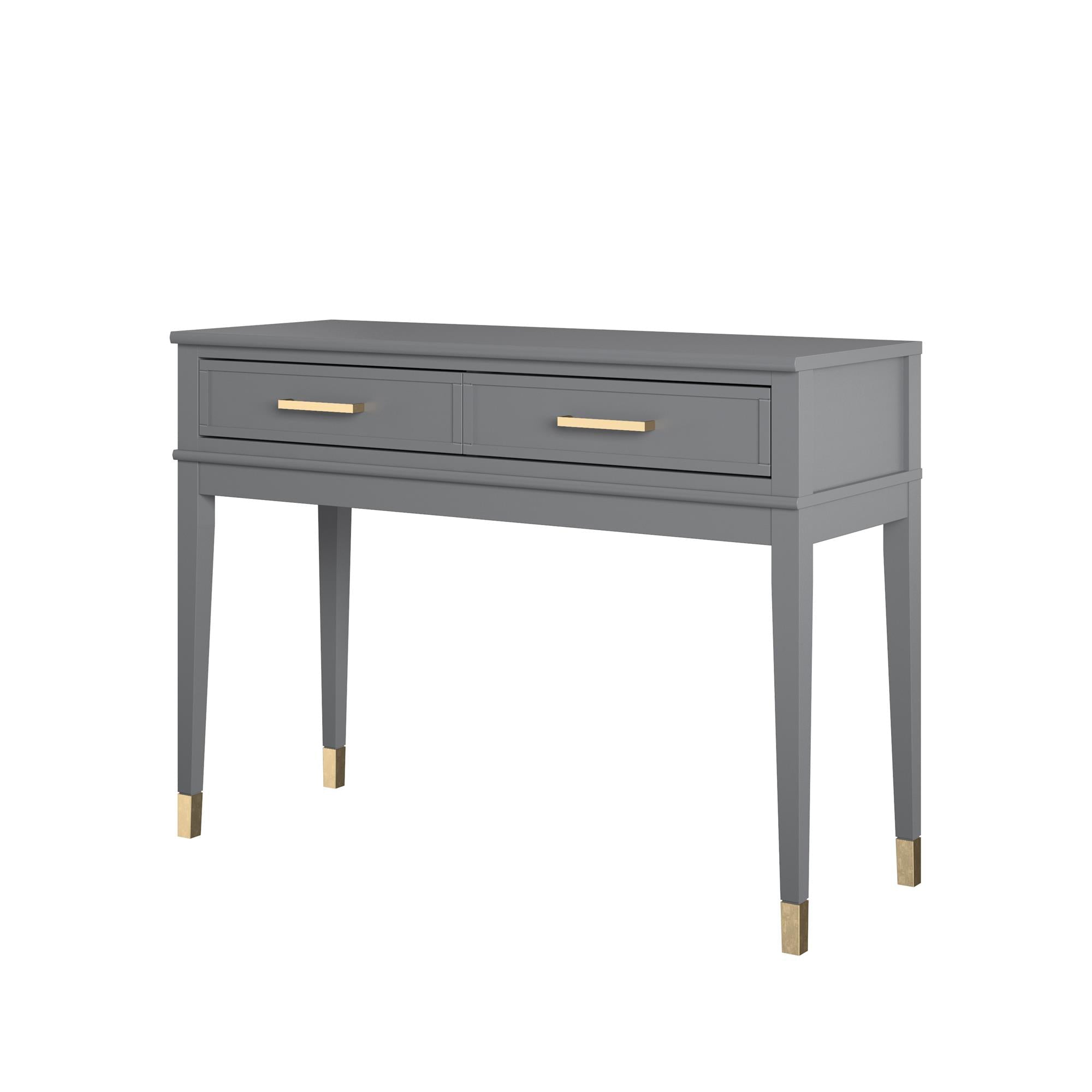 Konsolbord - 104x40x76 cm - med 2 lådor, handtag och ben med gulddetaljer - grå - Westerleigh - Konsolbord - Westerleigh Elegant Gray Console Table with Gold Accents - MASTERSTORE - 8595677160642 - Console Tables - 7666408COM - 8595677160642 -