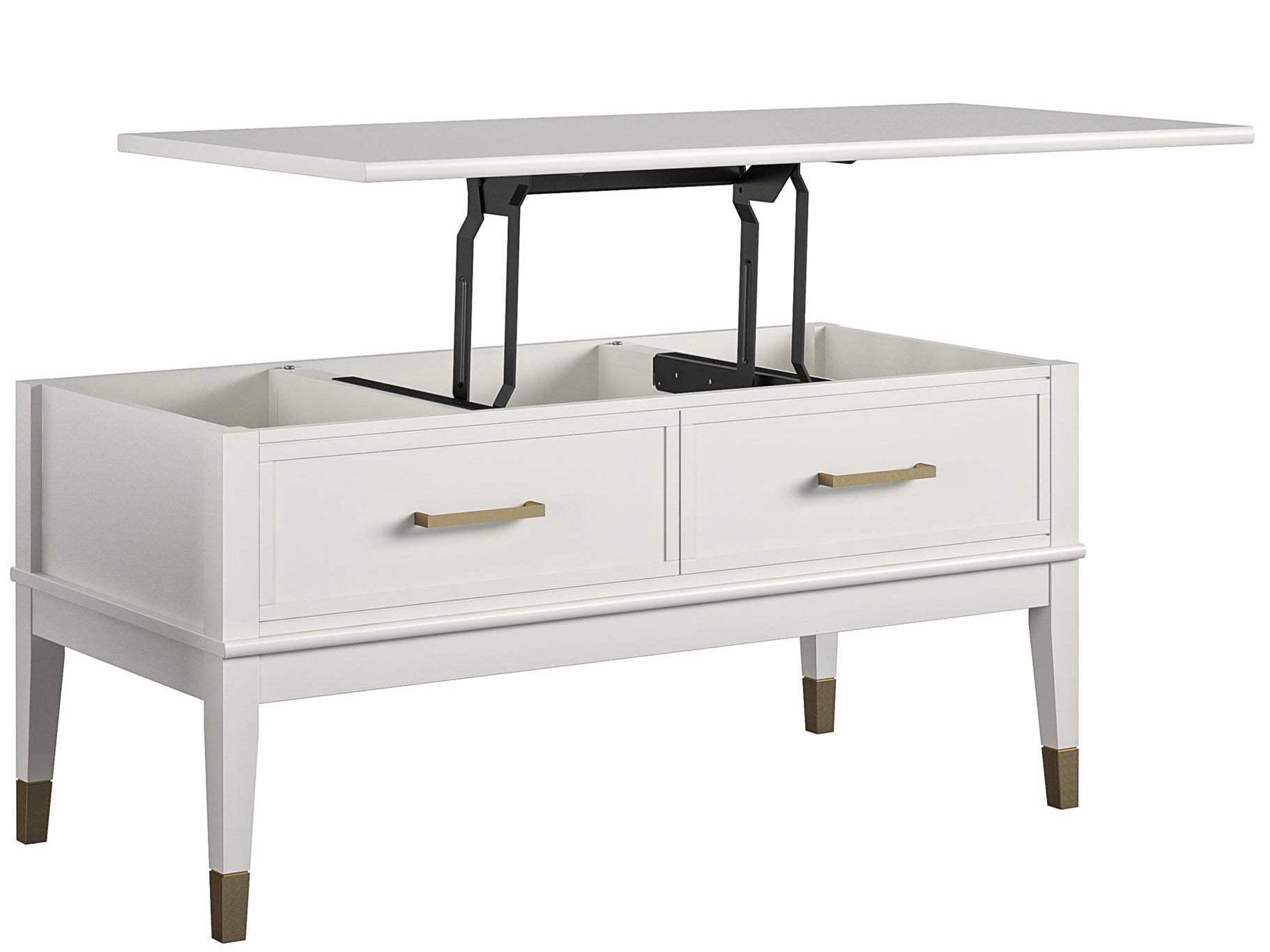 Soffbord - 106x52x51 cm - med 2 lådor och toppbricka med lyftfunktion - vit - Westerleigh - Soffbord - Soffbord - 106x52x51 cm - med 2 lådor och toppbricka med lyftfunktion - vit - Westerleigh -
