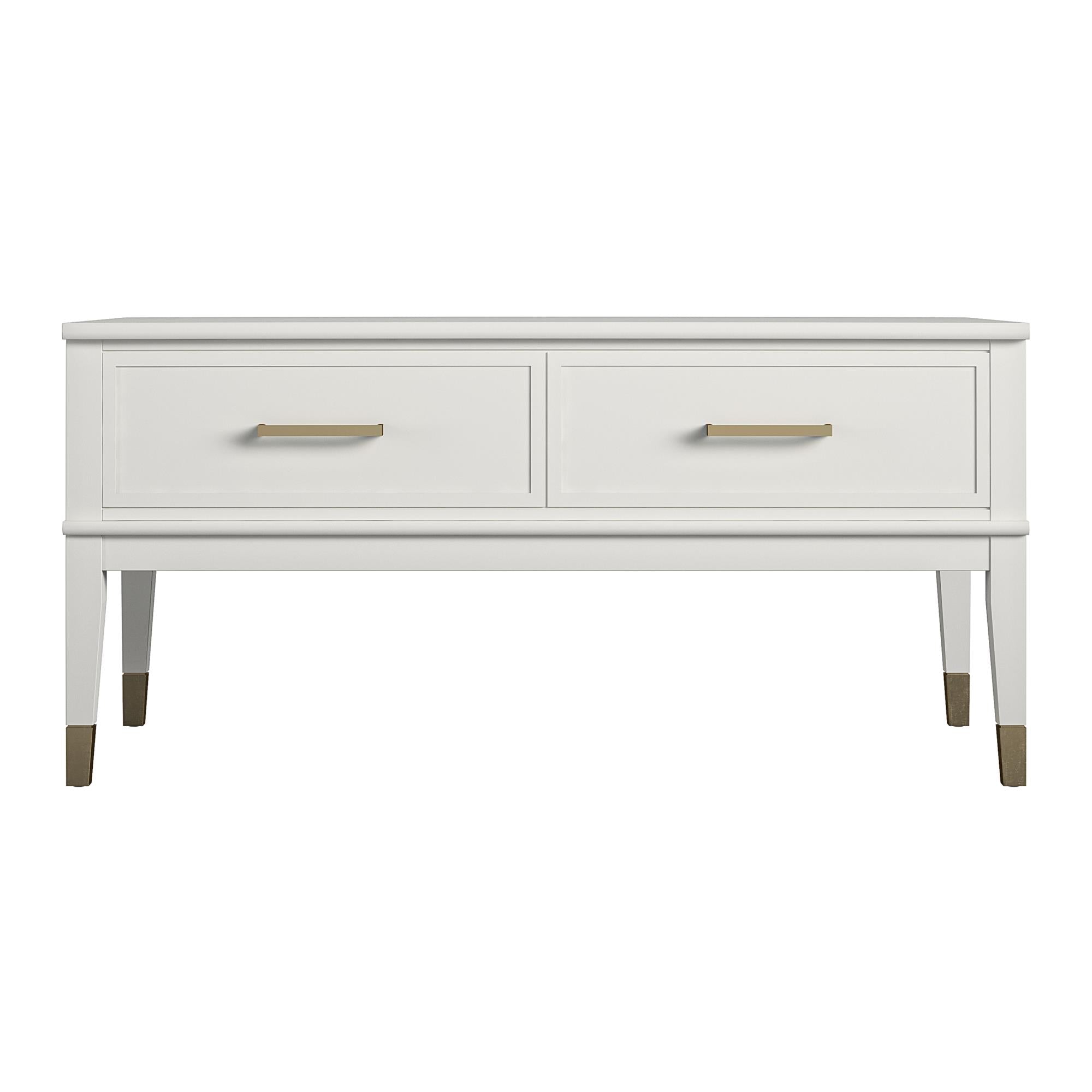Soffbord - 106x52x51 cm - med 2 lådor och toppbricka med lyftfunktion - vit - Westerleigh - Soffbord - Soffbord - 106x52x51 cm - med 2 lådor och toppbricka med lyftfunktion - vit - Westerleigh -