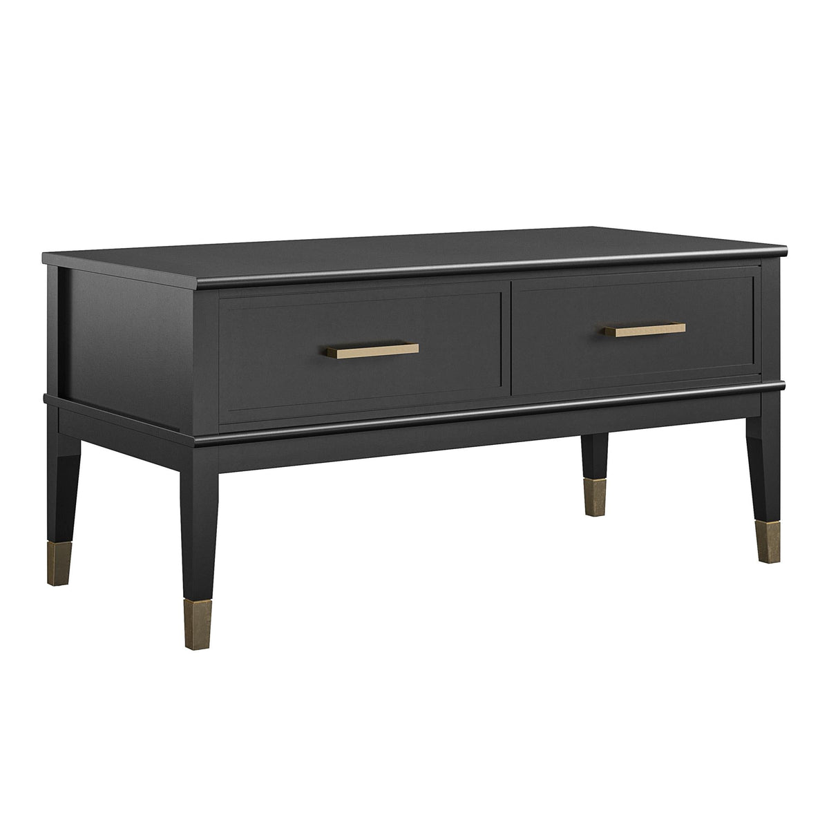 Soffbord - 106x52x51 cm - med 2 lådor och toppbricka med lyftfunktion - svart - Westerleigh