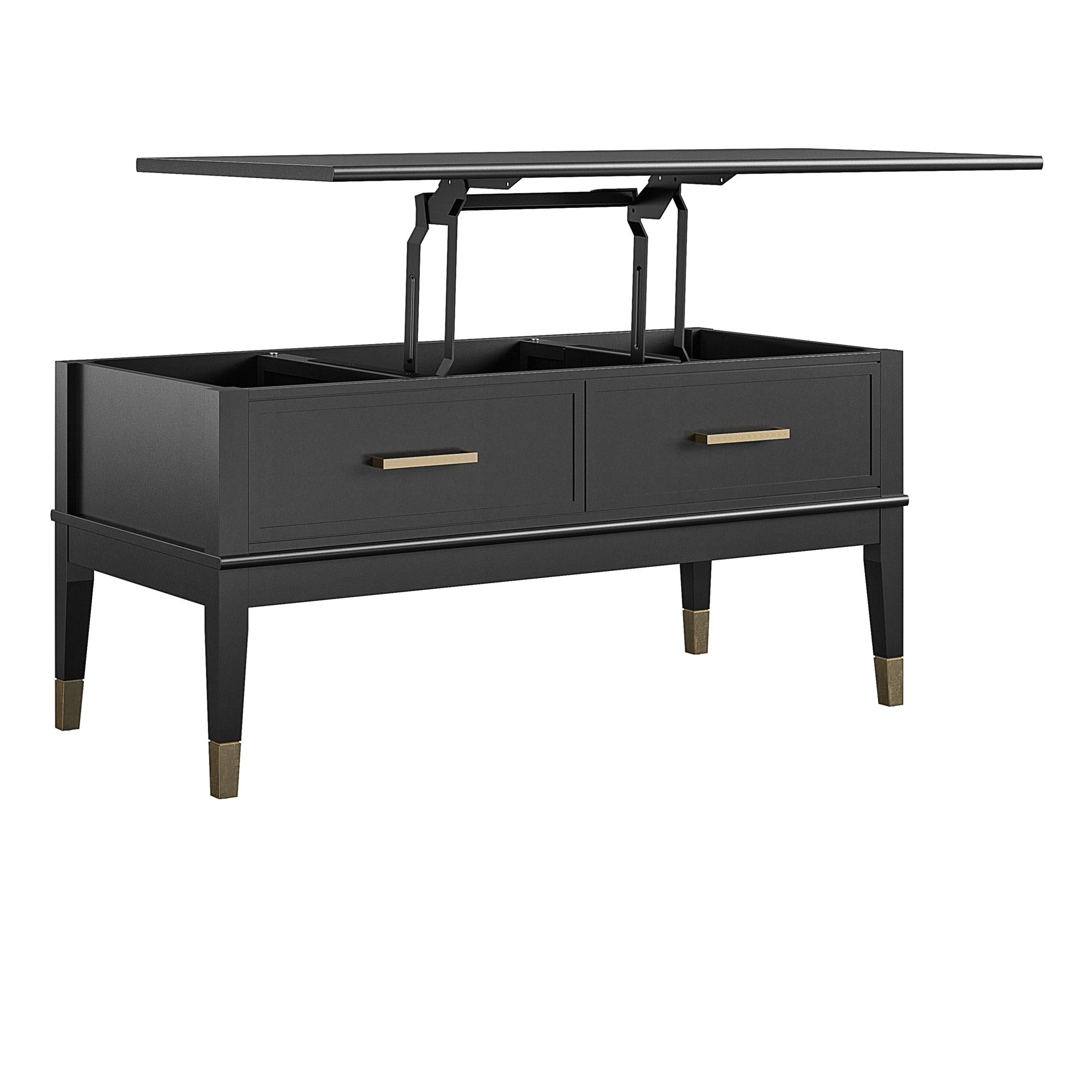Soffbord - 106x52x51 cm - med 2 lådor och toppbricka med lyftfunktion - svart - Westerleigh - Soffbord - Soffbord - 106x52x51 cm - med 2 lådor och toppbricka med lyftfunktion - svart - Westerleigh -
