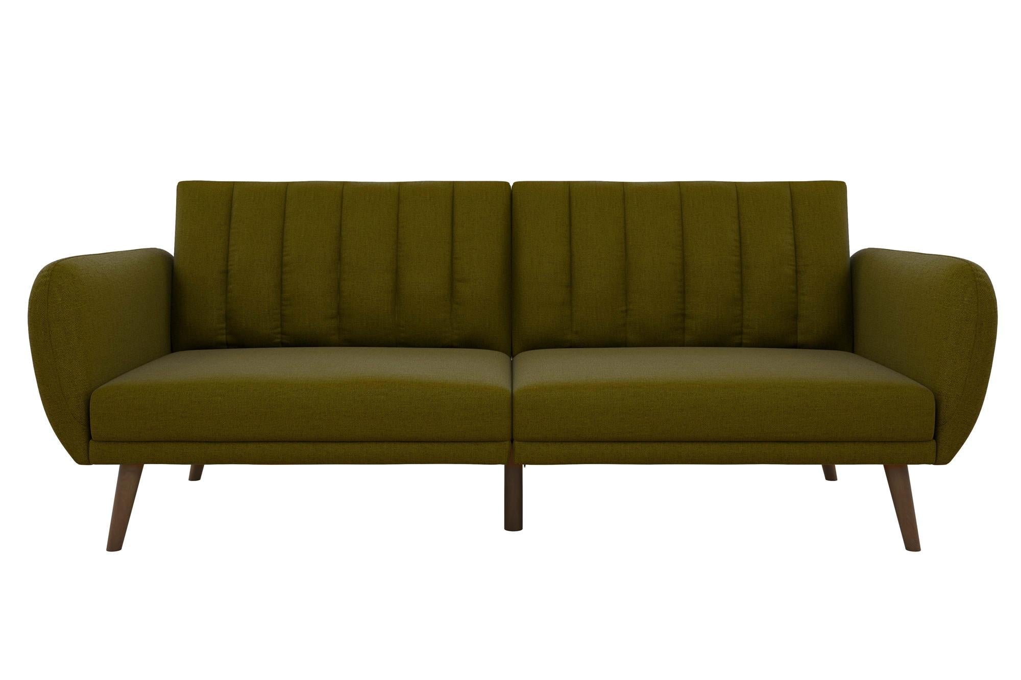Bäddsoffa - 207x88x80 cm - för 3 personer, klädd med linne - grön - Brittany - Bäddsoffor - Bäddsoffa - 207x88x80 cm - för 3 personer, klädd med linne - grön - Brittany -