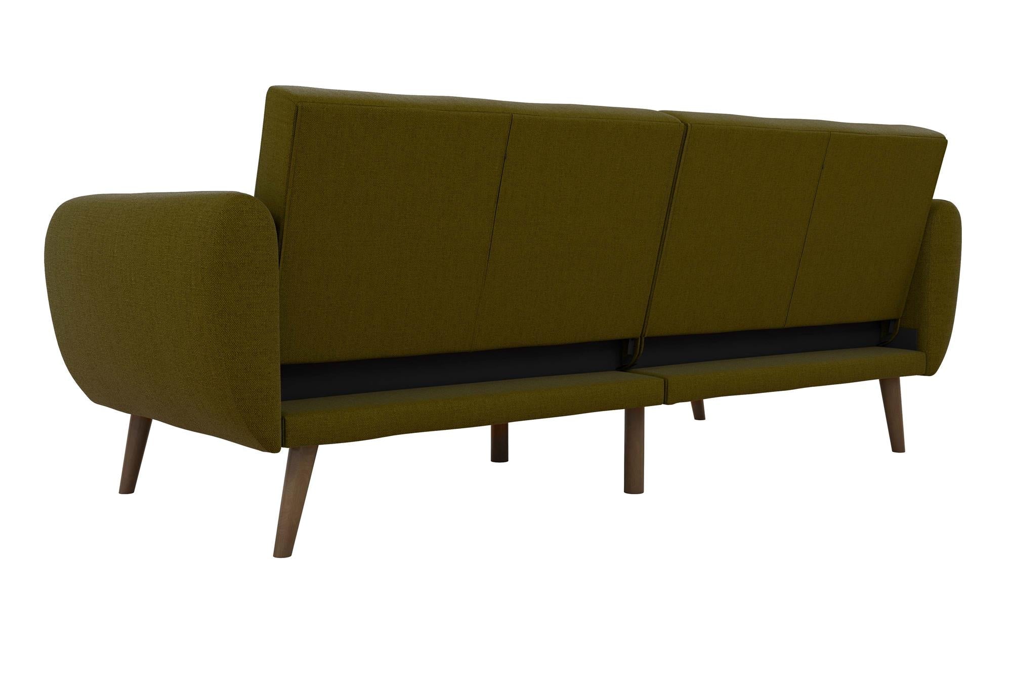 Bäddsoffa - 207x88x80 cm - för 3 personer, klädd med linne - grön - Brittany - Bäddsoffor - Bäddsoffa - 207x88x80 cm - för 3 personer, klädd med linne - grön - Brittany -