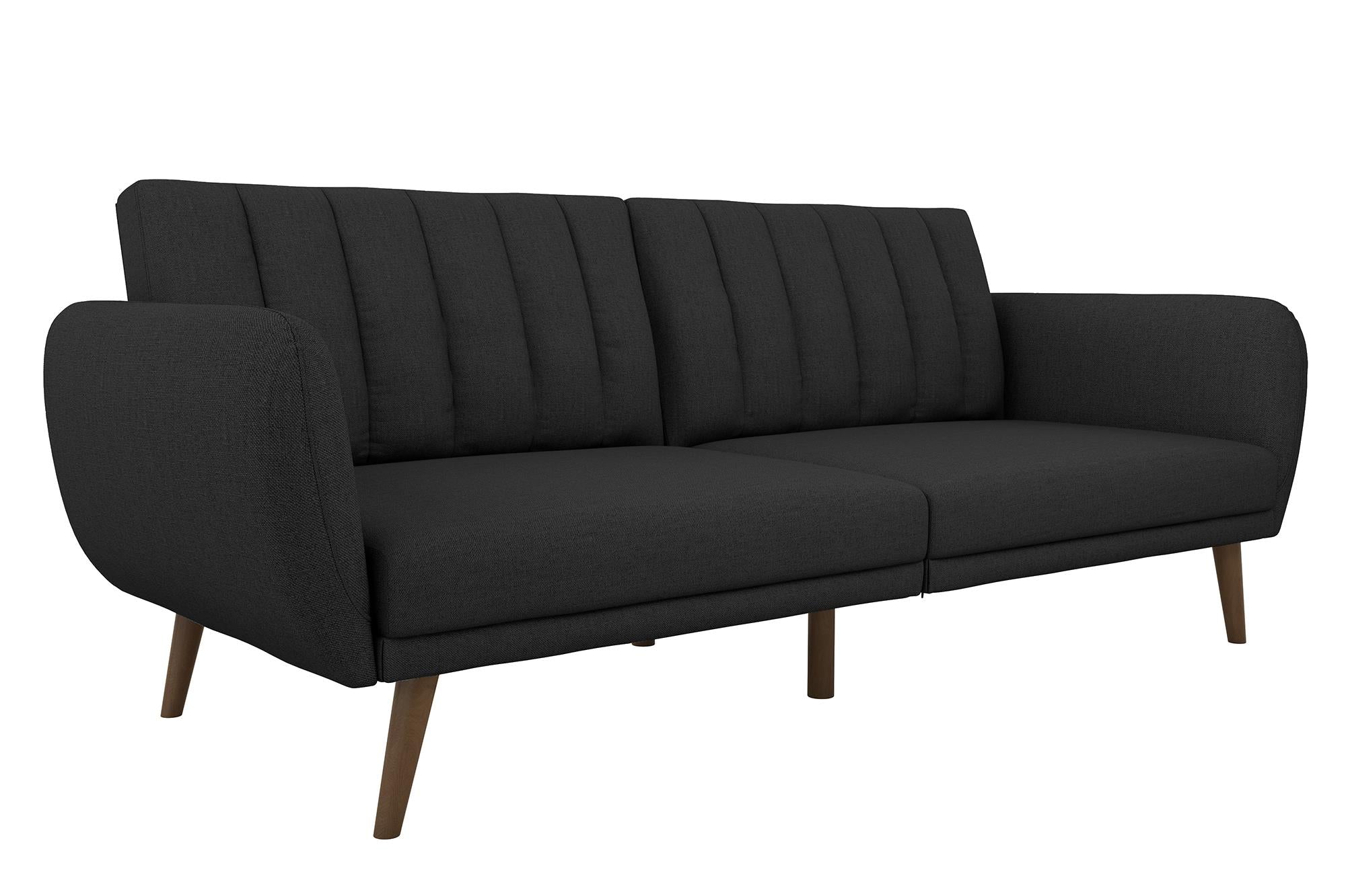 Bäddsoffa - 207x88x80 cm - för 3 personer, klädd i linne - grå - Brittany
