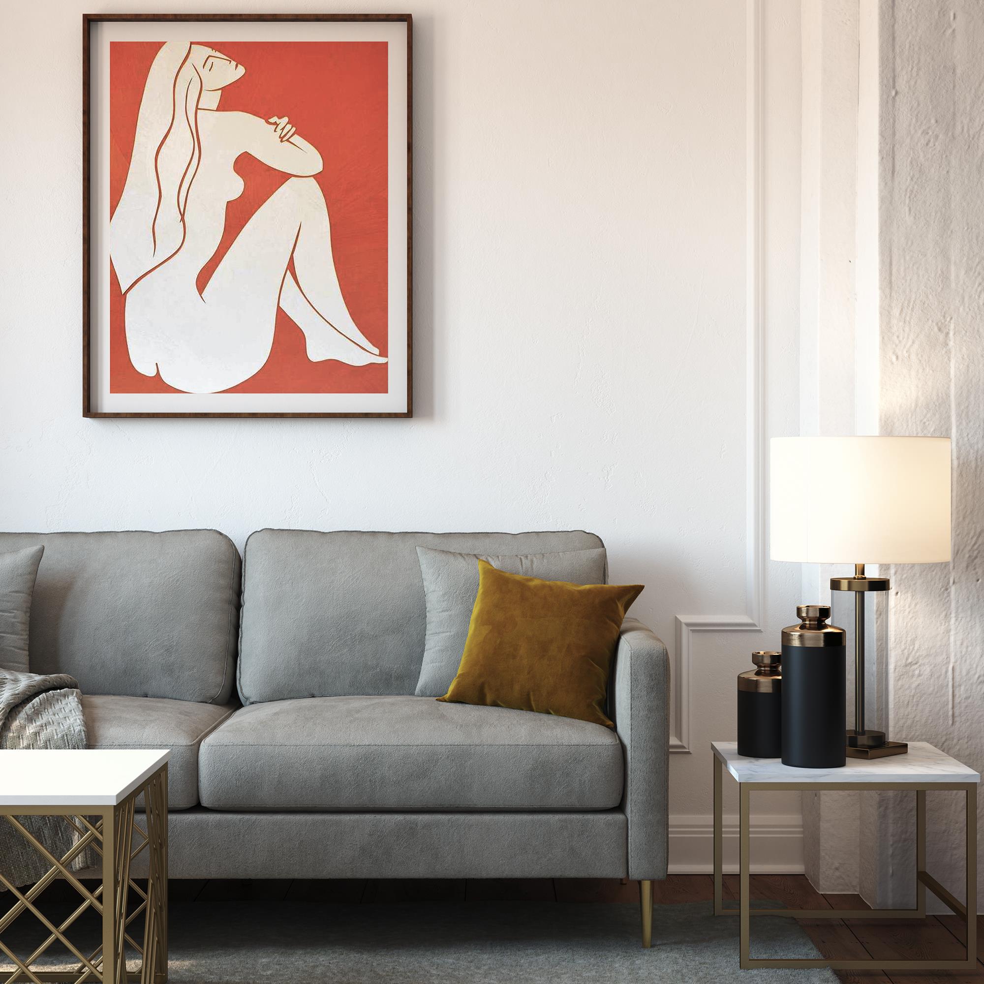 Soffa - 184x85x81 cm - för 3 personer, med sammetsklädsel och ben i guldfärgad metall - grå - Highland
