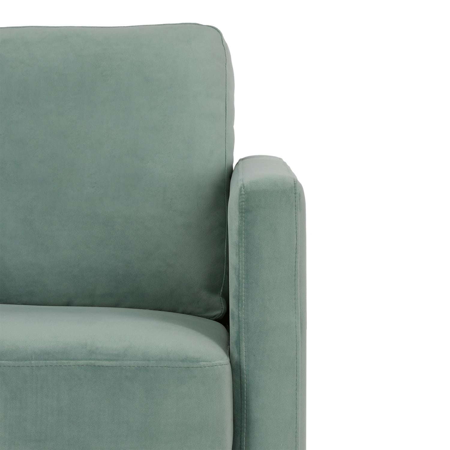 Soffa - 184x85x81 cm - för 3 personer, med sammetsklädsel och guldfärgade metallben - grön - Highland - Soffor - Soffa - 184x85x81 cm - för 3 personer, med sammetsklädsel och guldfärgade metallben - grön - Highland -