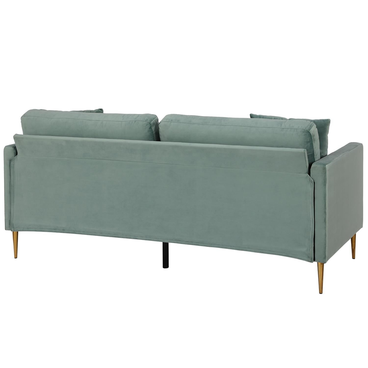 Soffa - 184x85x81 cm - för 3 personer, med sammetsklädsel och guldfärgade metallben - grön - Highland - Soffor - Soffa - 184x85x81 cm - för 3 personer, med sammetsklädsel och guldfärgade metallben - grön - Highland -