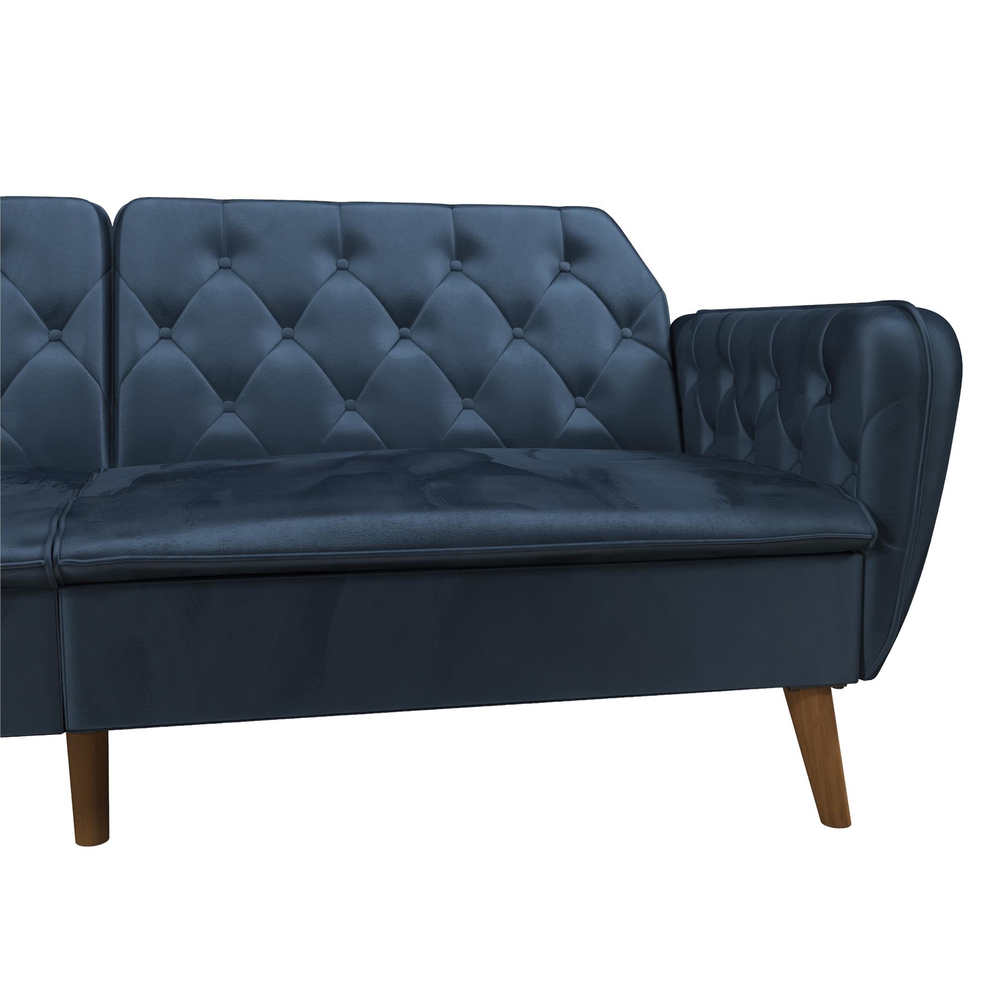Bäddsoffa - 211x85x83 cm - för 3 personer, klädd med sammet - blå - Tallulah - Bäddsoffor - Tallulah 3 - Seater Blue Memory Foam Sofa Bed – Comfort & Style - MASTERSTORE - 8595677162134 - Sofa Beds - 2144679N - 8595677162134 -