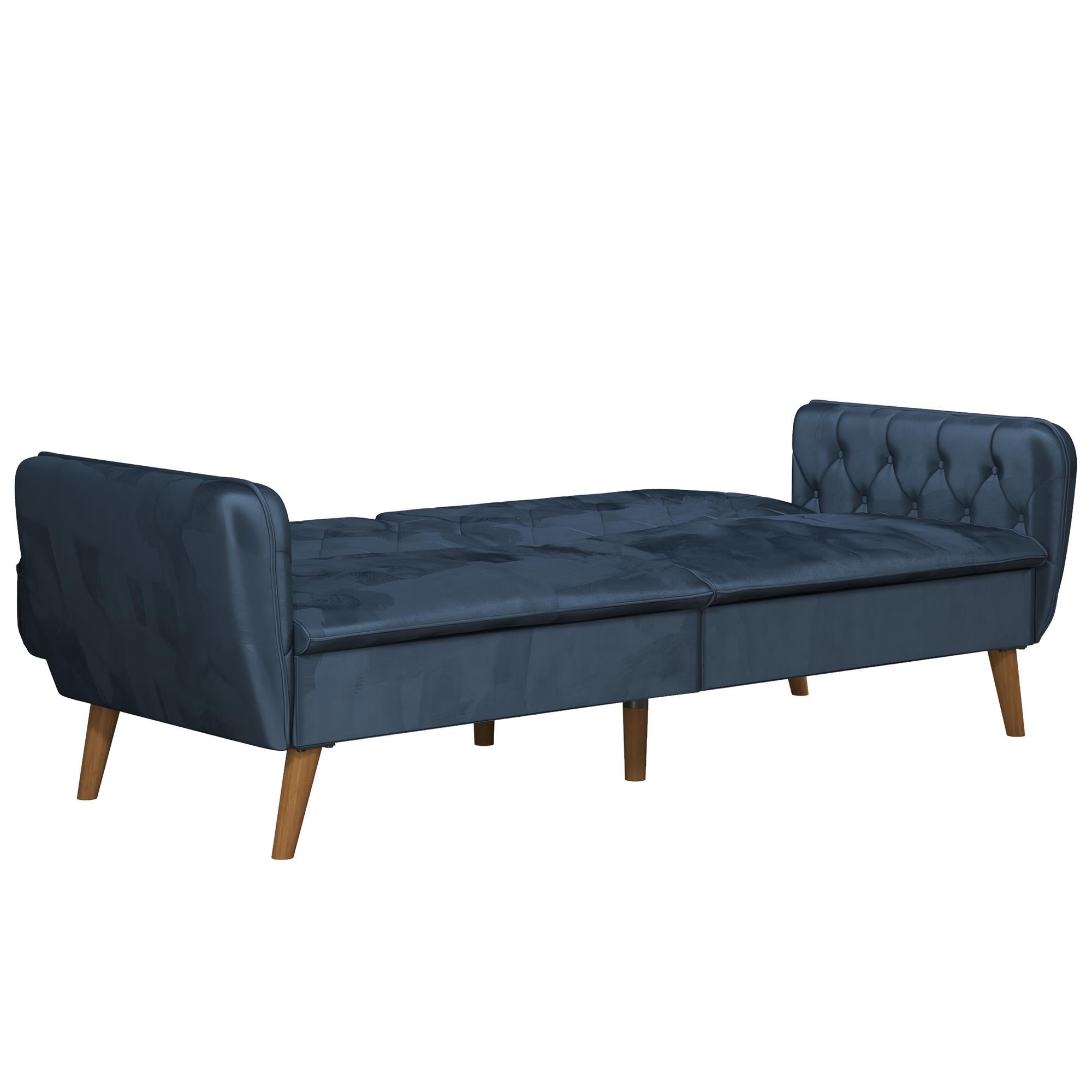 Bäddsoffa - 211x85x83 cm - för 3 personer, klädd med sammet - blå - Tallulah - Bäddsoffor - Bäddsoffa - 211x85x83 cm - för 3 personer, klädd med sammet - blå - Tallulah -