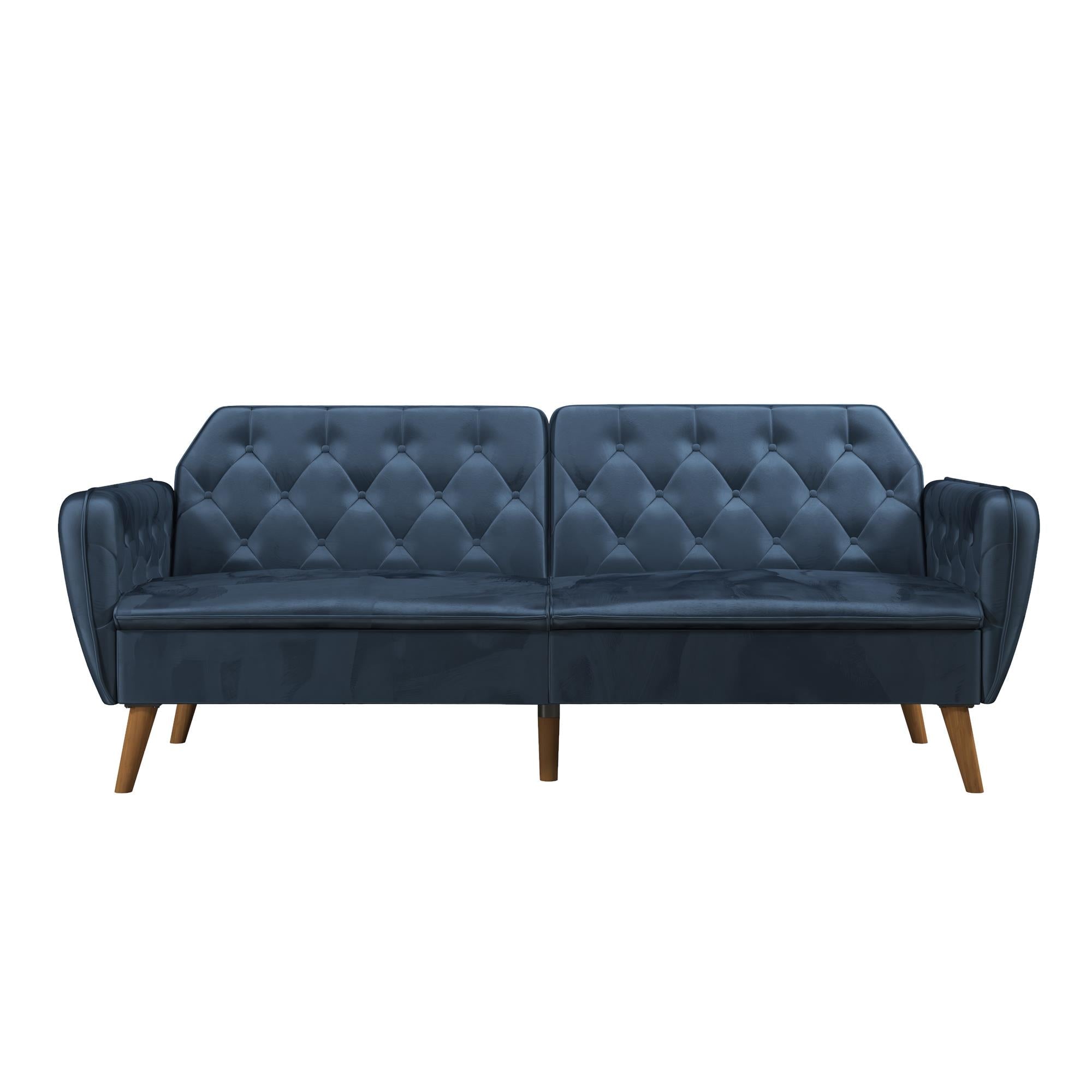 Bäddsoffa - 211x85x83 cm - för 3 personer, klädd med sammet - blå - Tallulah - Bäddsoffor - Bäddsoffa - 211x85x83 cm - för 3 personer, klädd med sammet - blå - Tallulah -