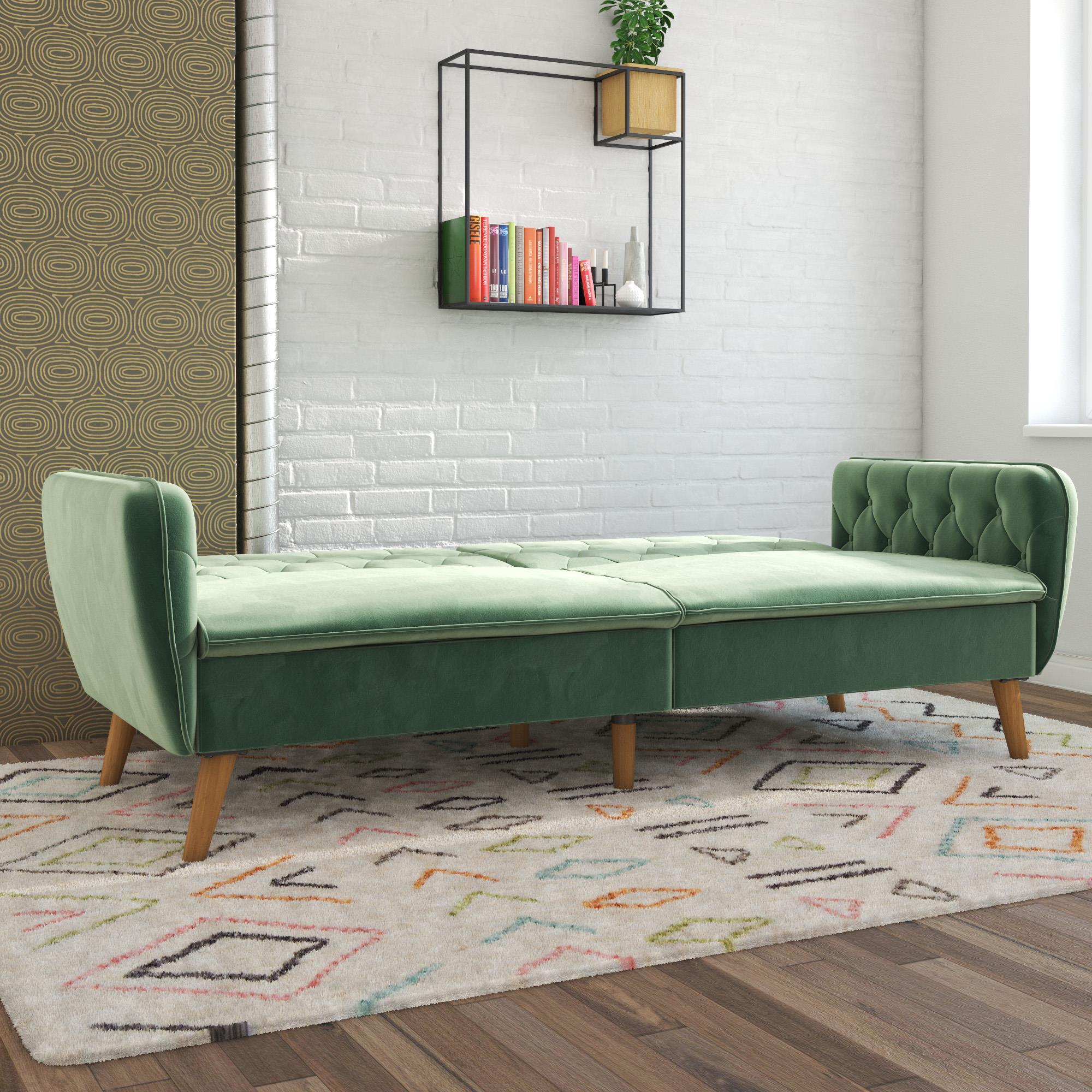 Bäddsoffa - 211x85x83 cm - för 3 personer, klädd i sammet - grå - Tallulah