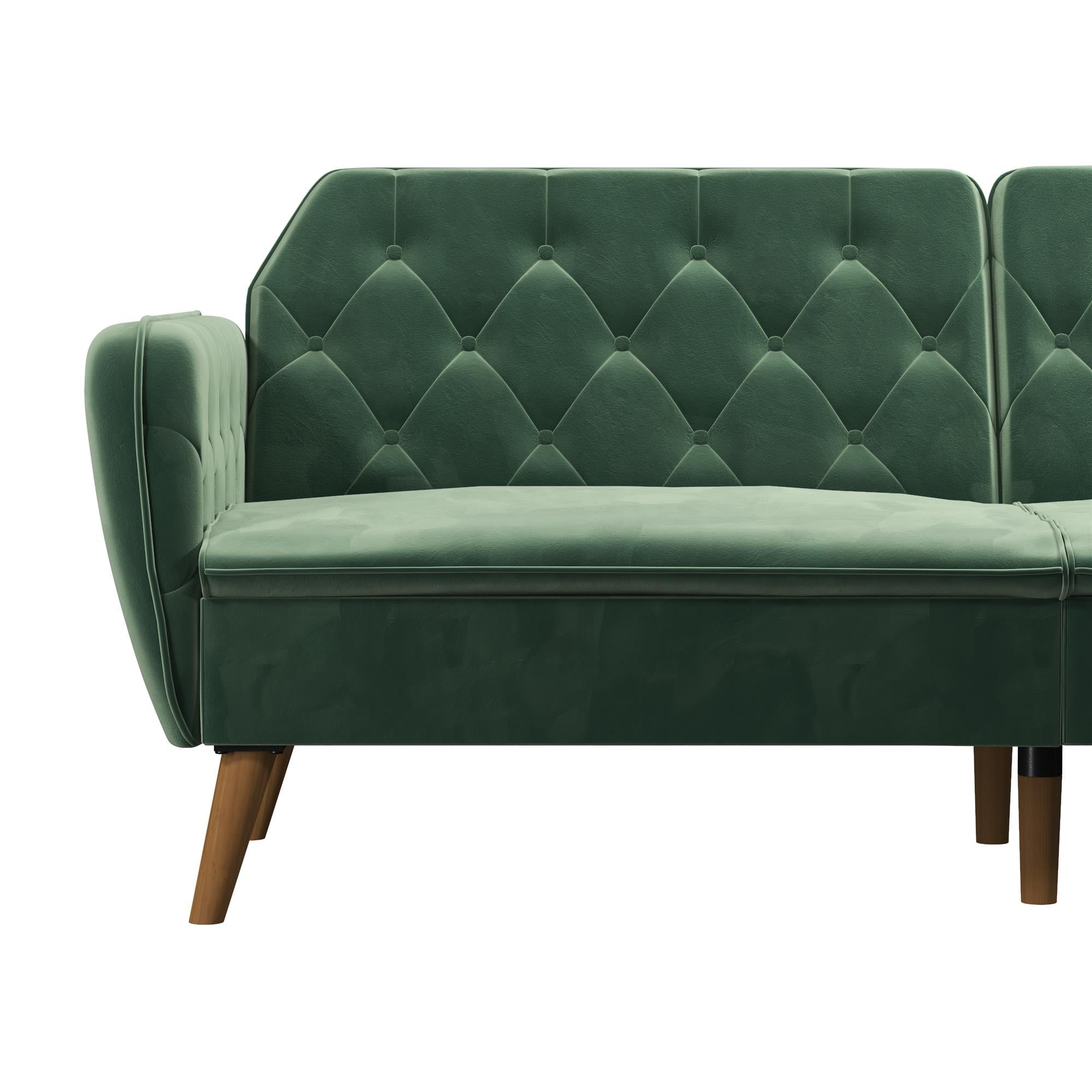 Bäddsoffa - 211x85x83 cm - för 3 personer, klädd med sammet - grå - Tallulah - Bäddsoffor - Bäddsoffa - 211x85x83 cm - för 3 personer, klädd med sammet - grå - Tallulah -