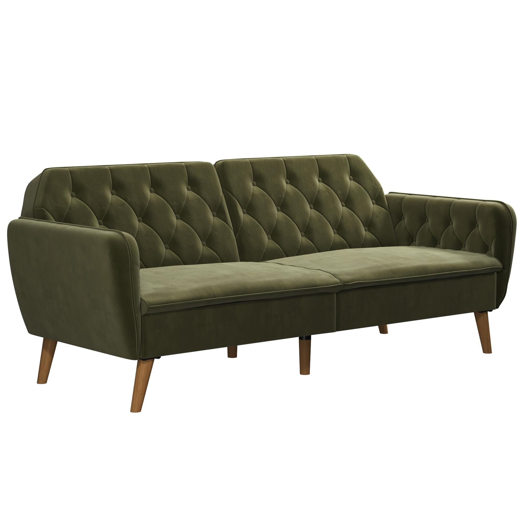 Bäddsoffa - 211x85x83 cm - för 3 personer, klädd med sammet - grön - Tallulah - Bäddsoffor - Bäddsoffa - 211x85x83 cm - för 3 personer, klädd med sammet - grön - Tallulah -