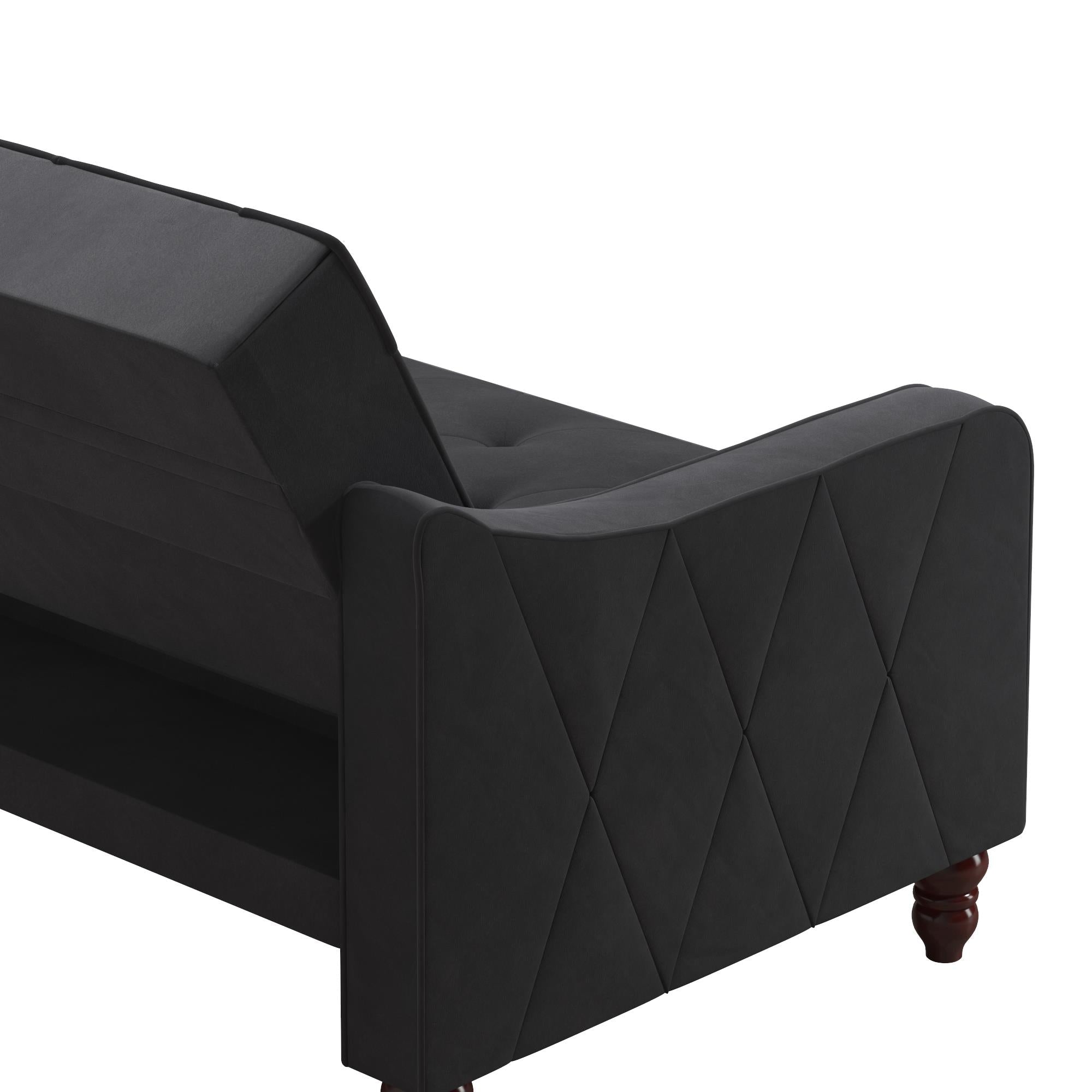 Bäddsoffa - 207x85x88 cm - för 3 personer, klädd med sammet - grå - Vintage - Bäddsoffor - Bäddsoffa - 207x85x88 cm - för 3 personer, klädd med sammet - grå - Vintage -