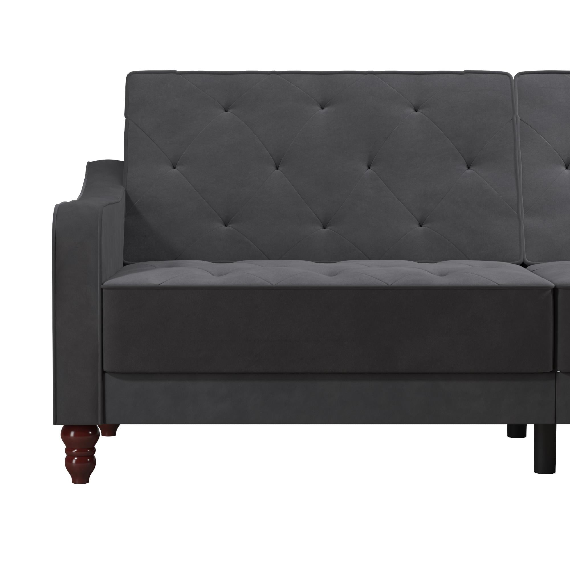 Bäddsoffa - 207x85x88 cm - för 3 personer, klädd med sammet - grå - Vintage - Bäddsoffor - Elegant Vintage 3 - Seater Sleeper Sofa in Grey Velvet - MASTERSTORE - 8595677162172 - Sleeper Sofas - 2238479N - 8595677162172 -