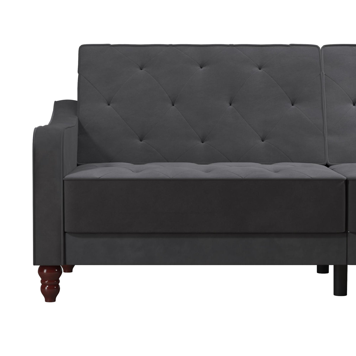 Elegant Vintage 3 - Seater Sleeper Sofa in Grey Velvet - MASTERSTORE - 8595677162172 - Sleeper Sofas - 2238479N - 8595677162172